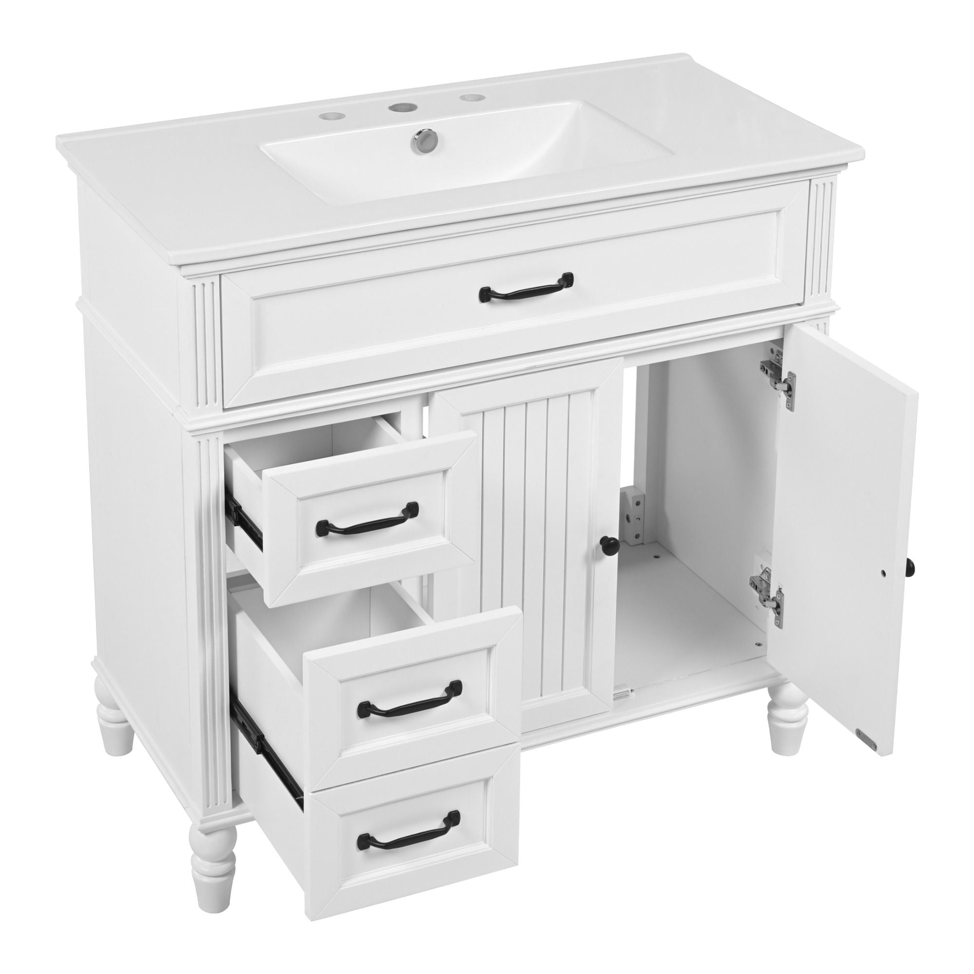 Bathroom Vanity With Sink, Freestanding Cabinet & Drawers