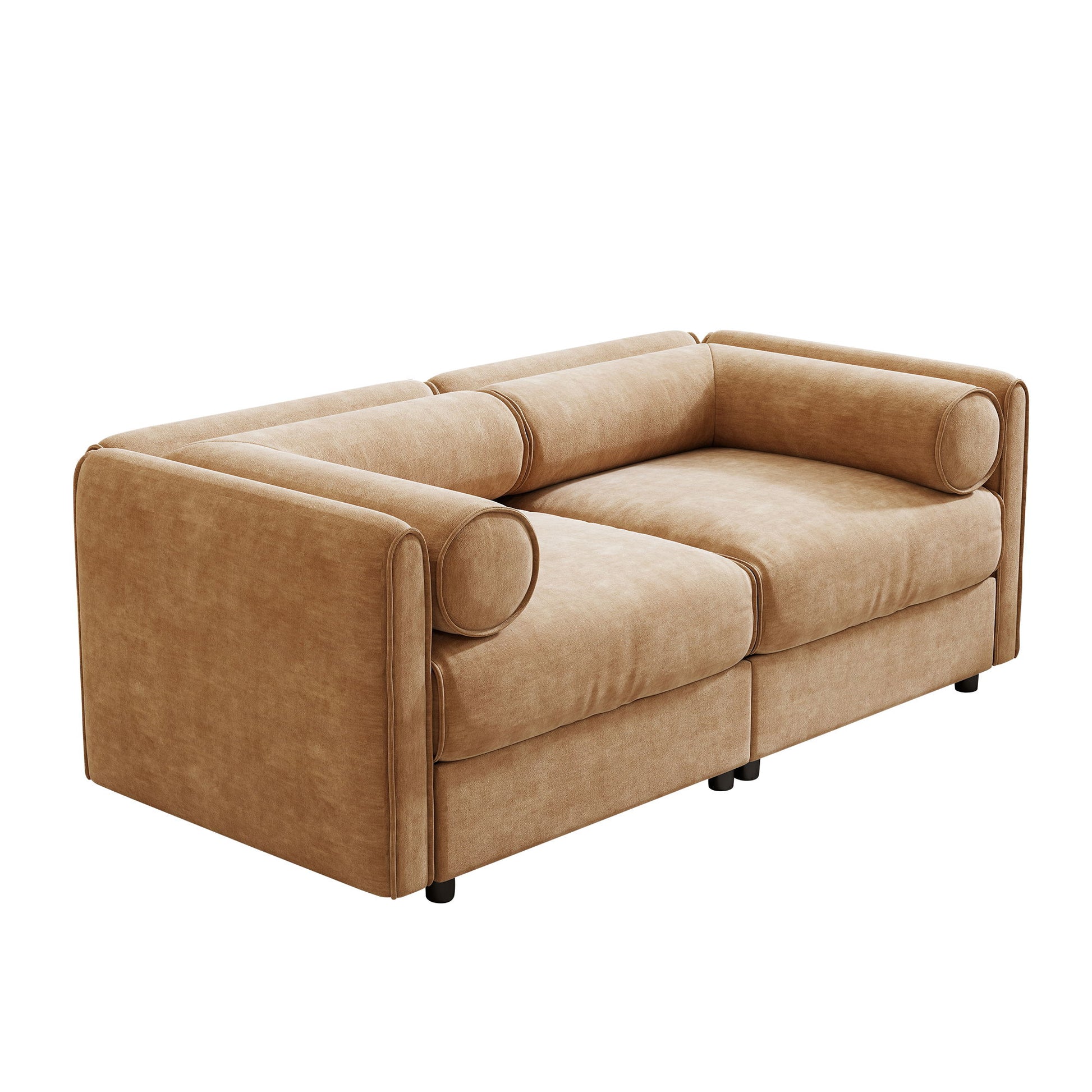 Stylish Chenille Sofa With Storage Seat And Cylindrical Backrest - Best Buy Furniture