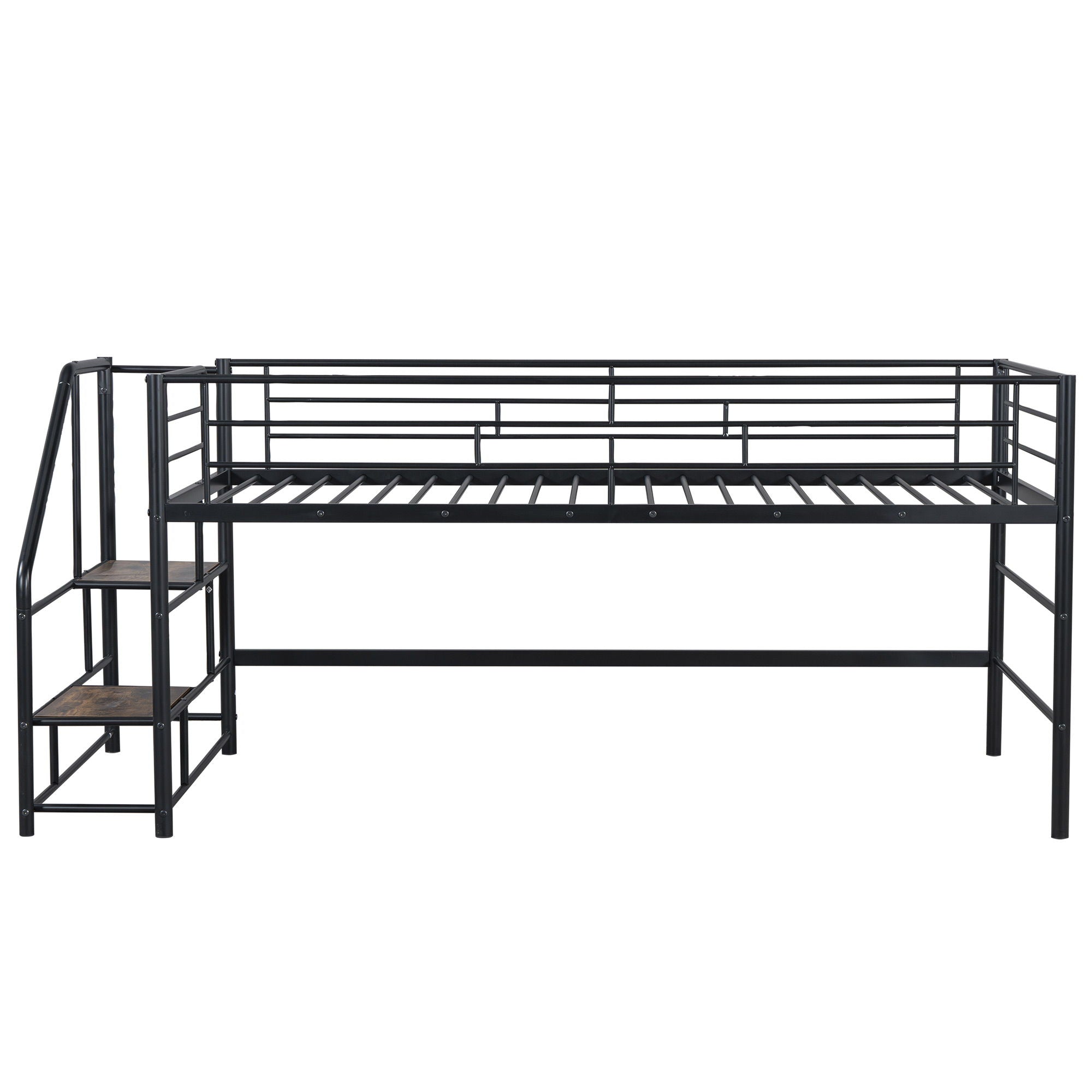 Loft Bed With Storage Stairs And Metal Frame