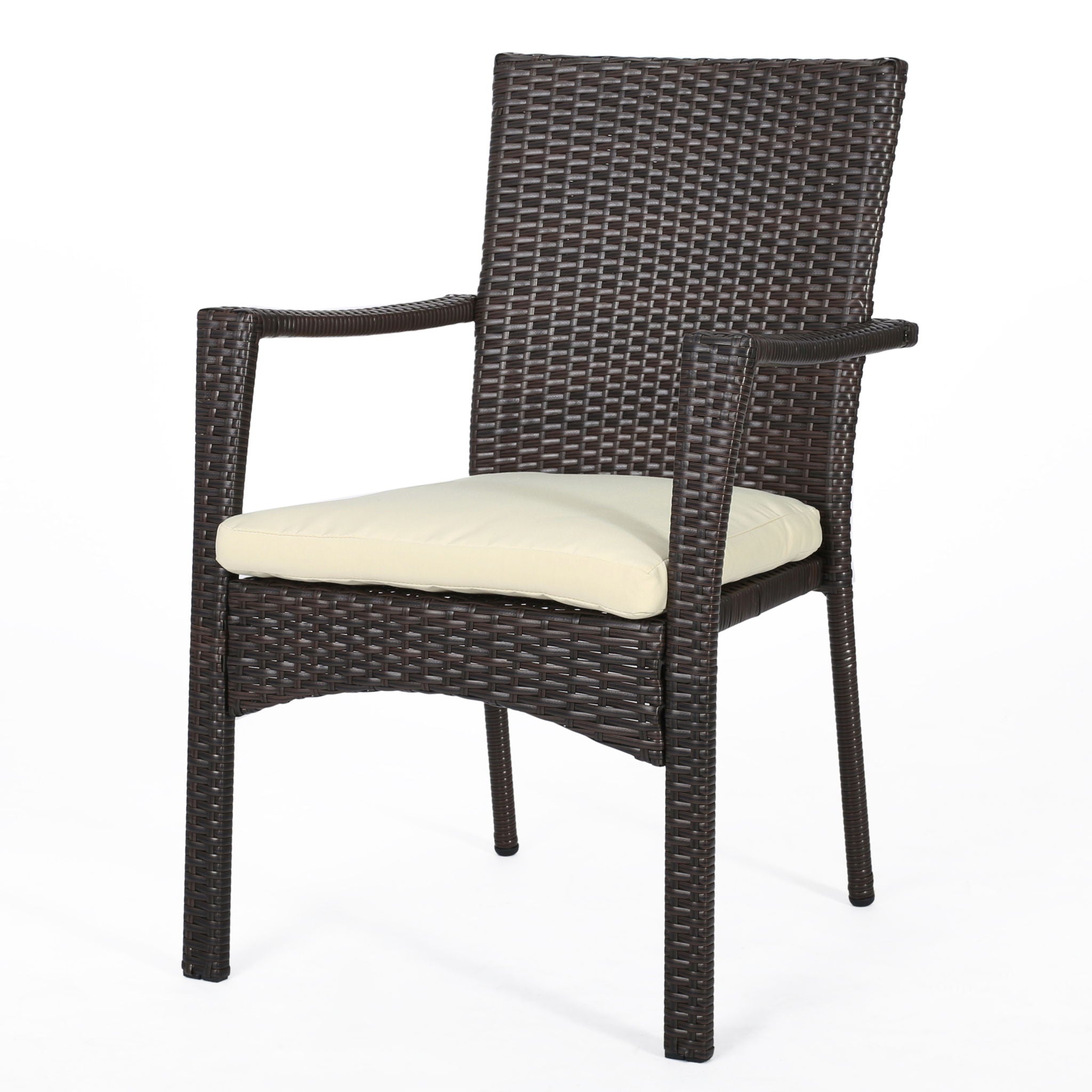3 Piece Bistro Set With Water Resistant Cushions And 2 Chairs - Brown Multi