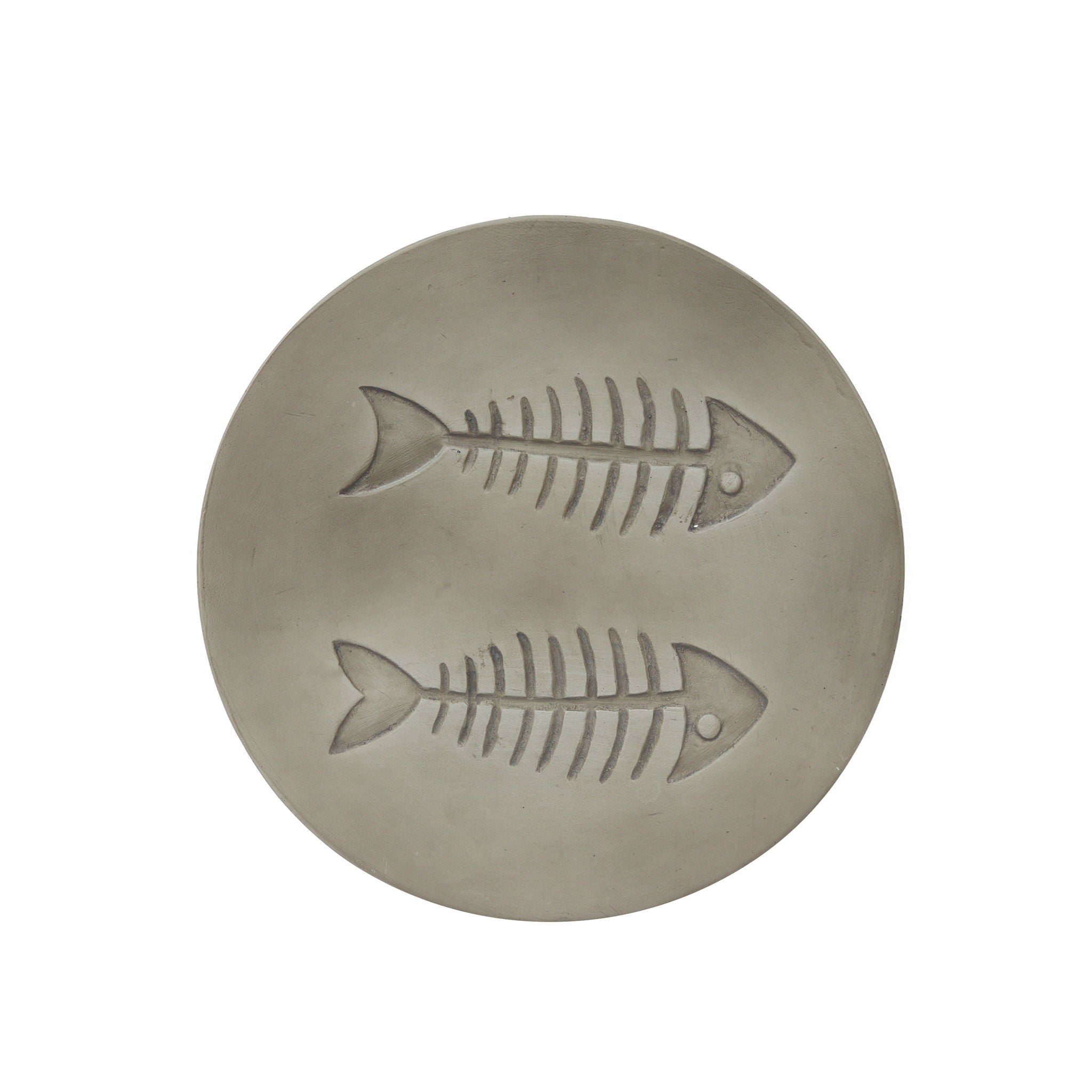 Rustic Magnesium Oxide Side Table With Fish Pattern Design - Gray