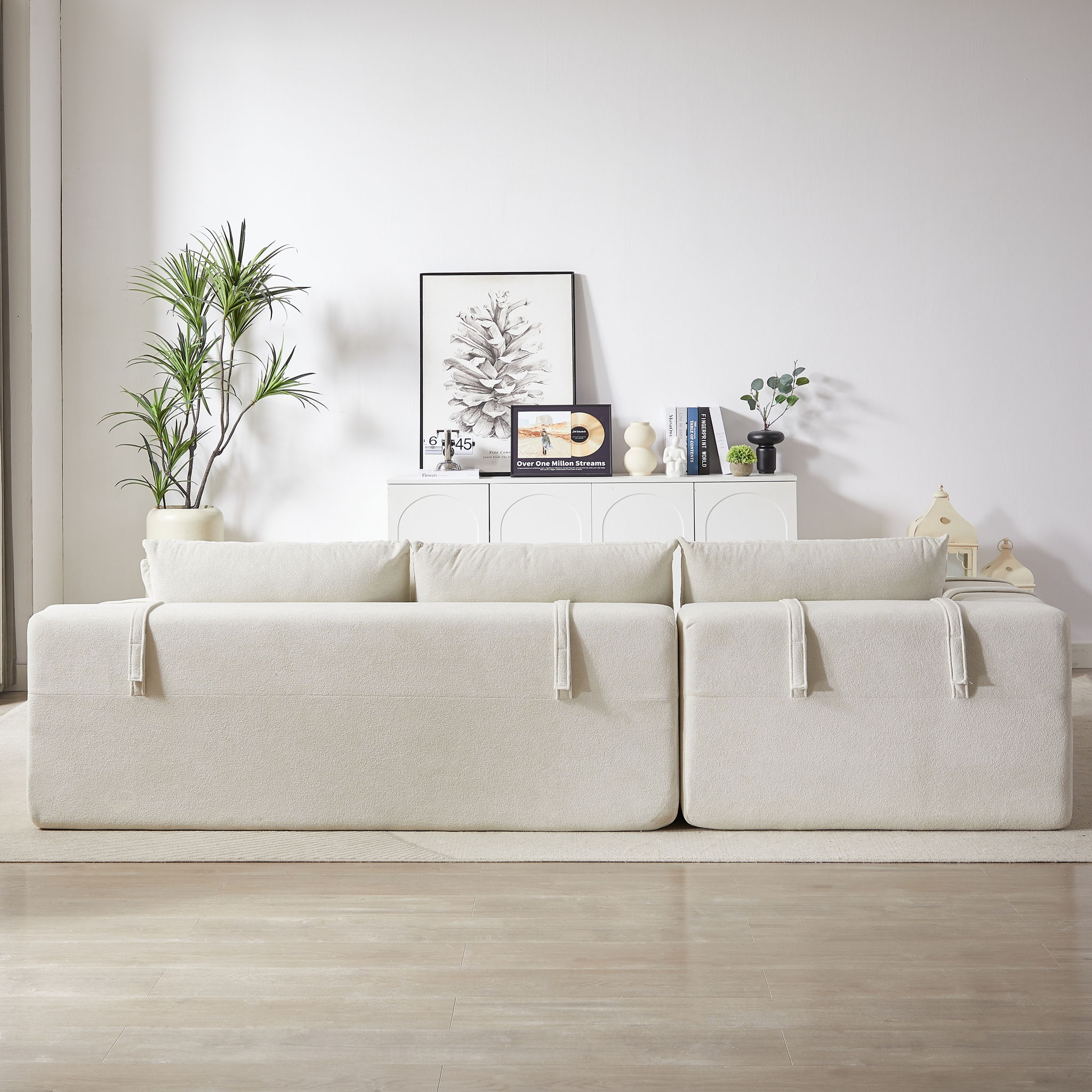 Modern Chenille Upholstered Sectional Sofa Couch Set With 6 Pillows,Free Combination