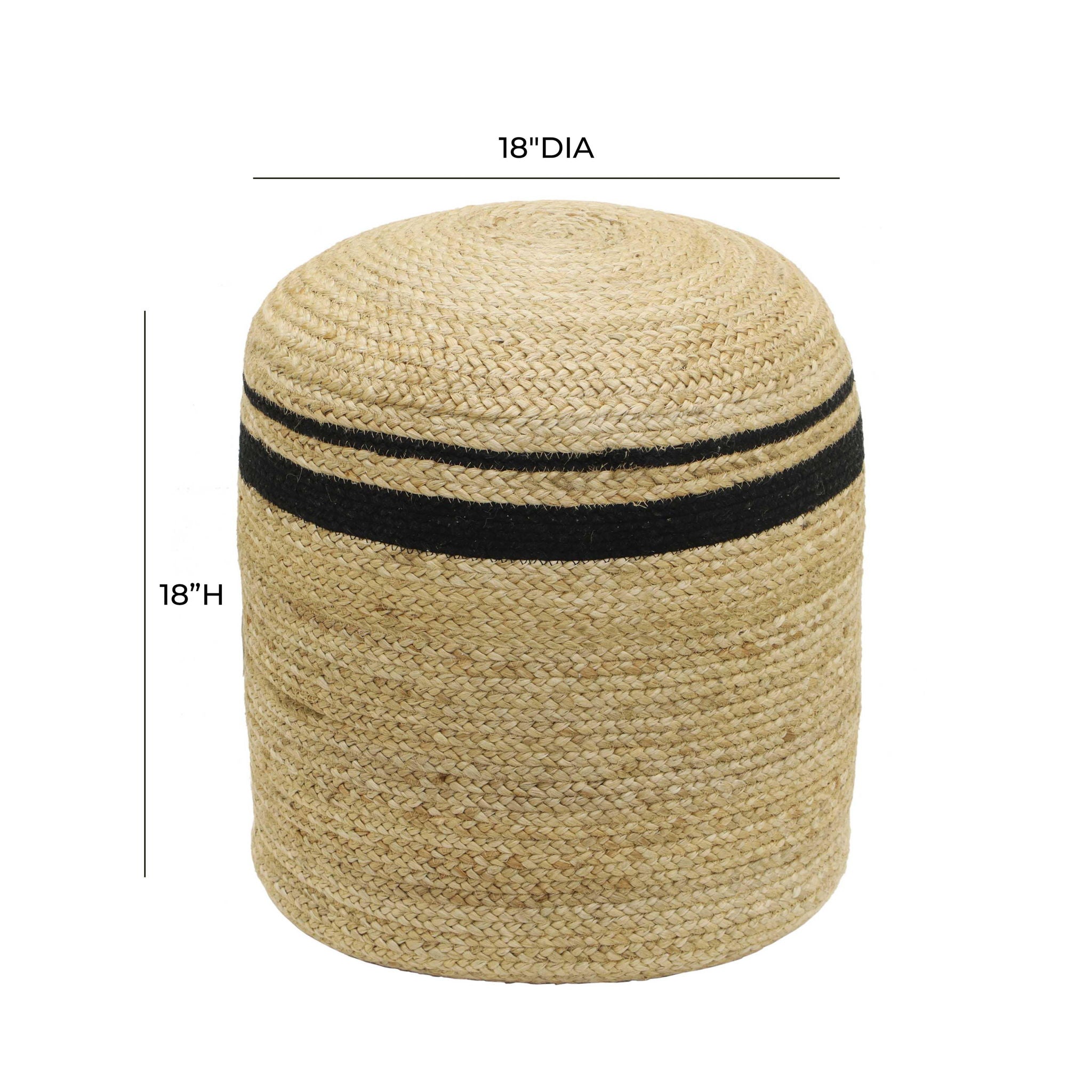 Emerge - Round Pouf - Black / Natural