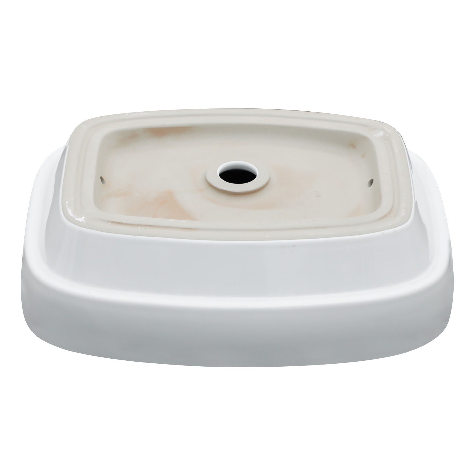 Modern Semi Recessed Ceramic Bathroom Sink With Vessel Design - White