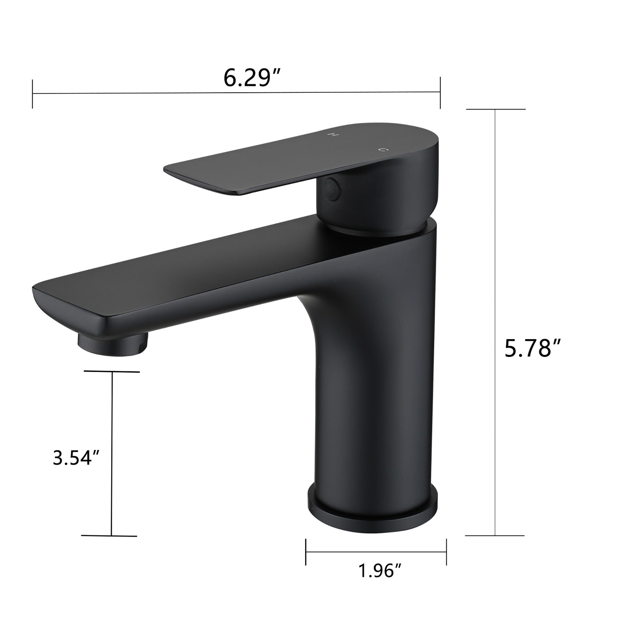 Modern Bathroom Sink Faucet Single Handle Brass Countertop Mount - Matte Black