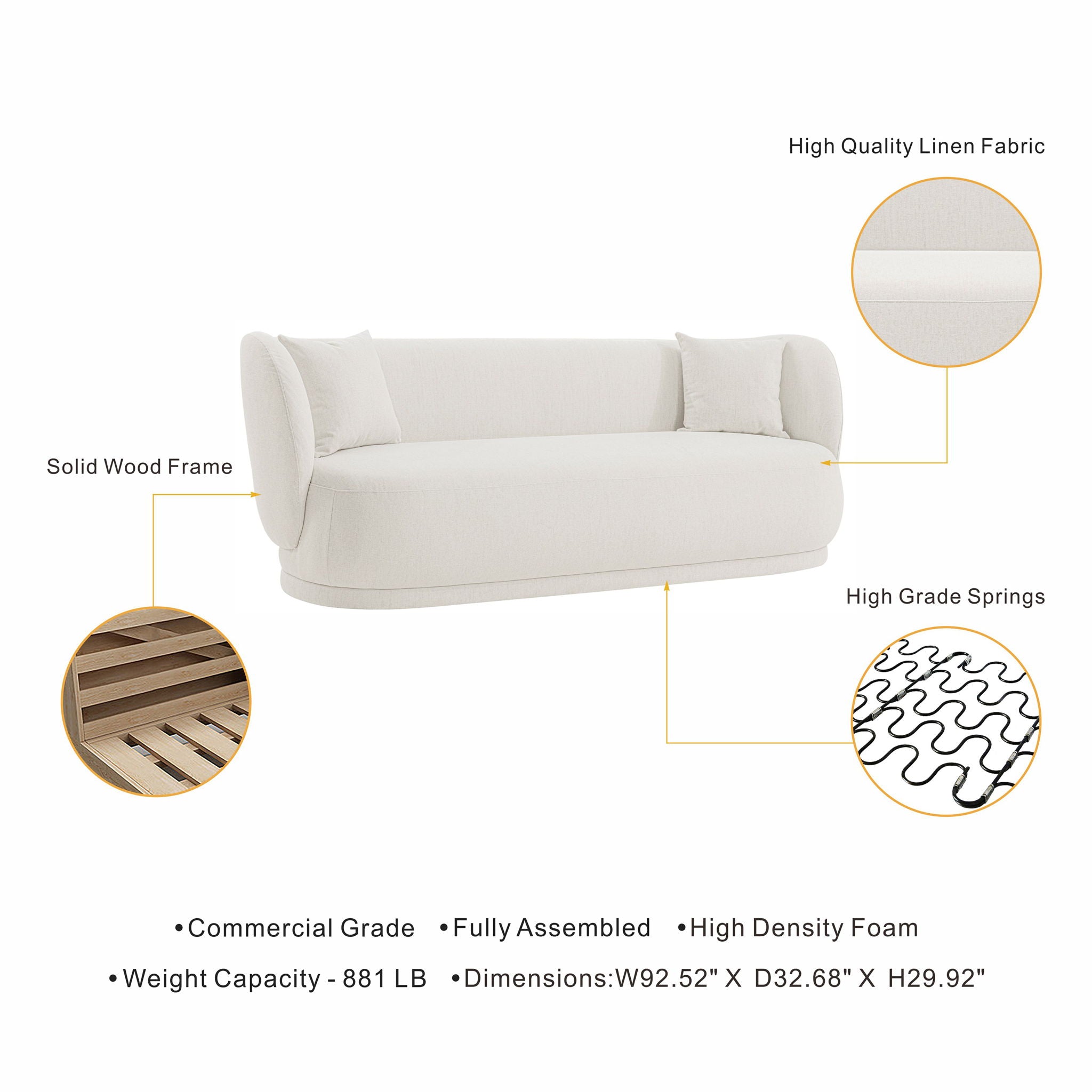 Siri - Upholstered Sofa - Cream