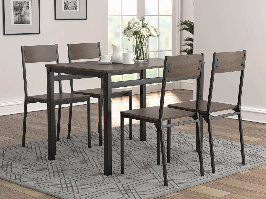 Lana - 5 Piece Rectangular Dining Set - Dark Brown And Black