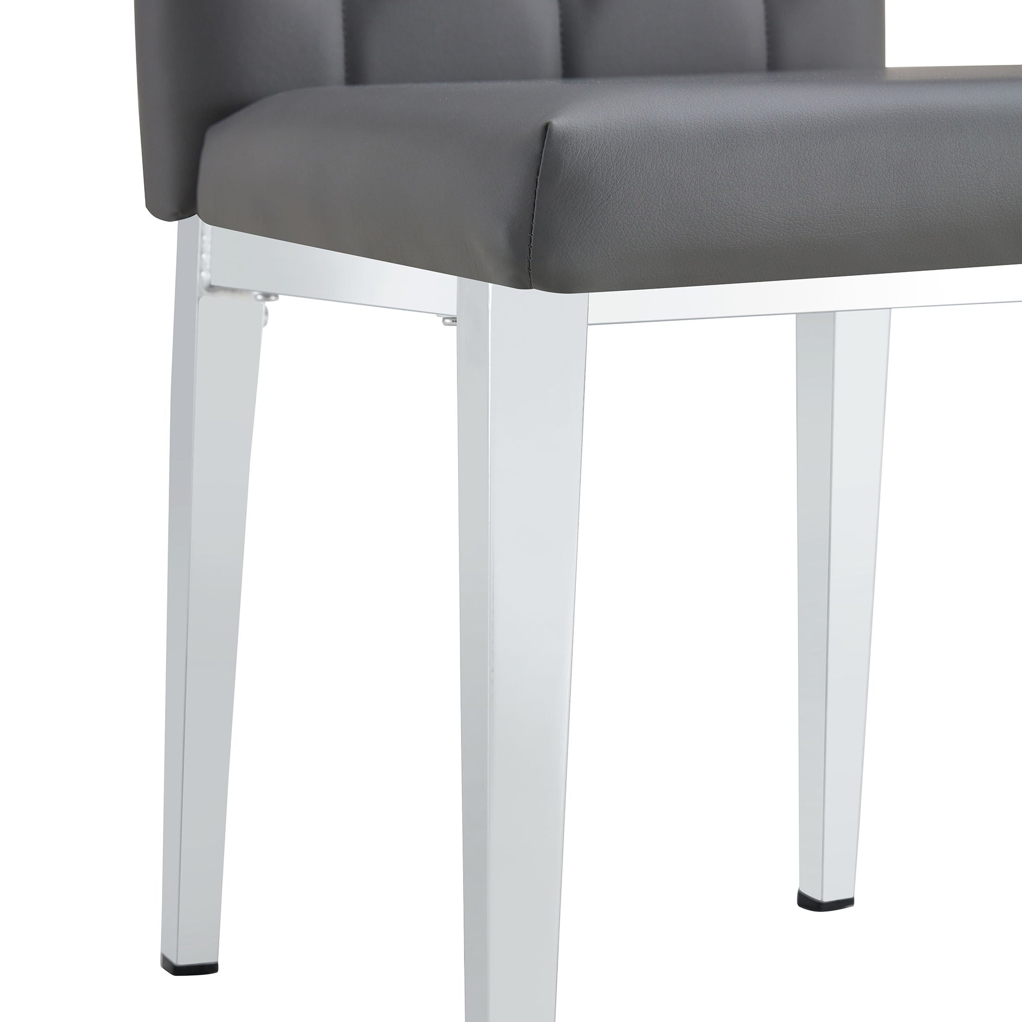 Vintage Style Armless Dining Chairs Set With Grid And Buckle Design
