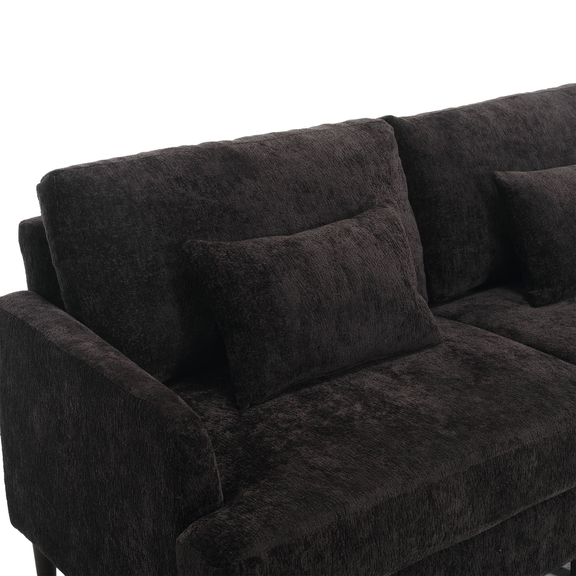 Mid Century Modern Chenille Fabric Loveseat Sofa, 2 Seat Upholstered Couch