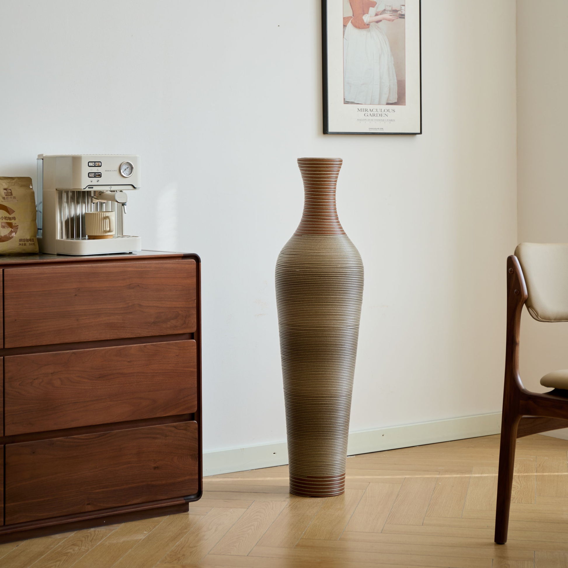 Tall Vase - Brown Decorative Floor Vase, Classic Neat Floor Vase Tall Freestanding Flower Holder, Artificial Rattan Vase, Floor Vase, Flower Holder For Home Decor - Gray - Best Buy Furniture