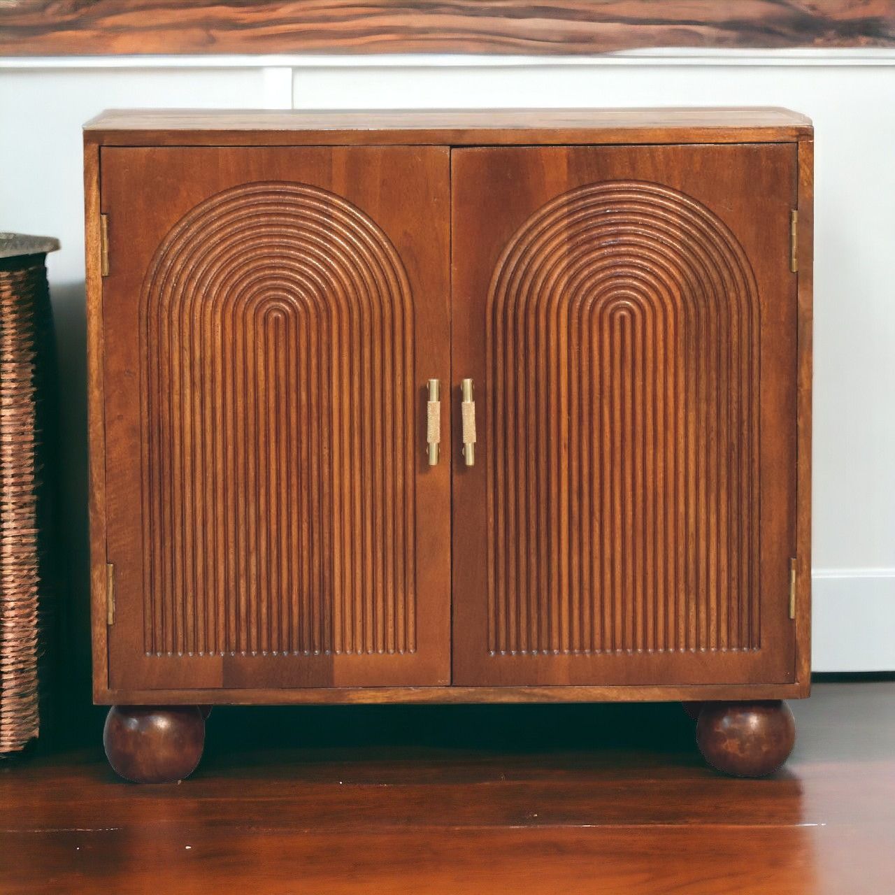 Carved Ball Cabinet - Chestnut