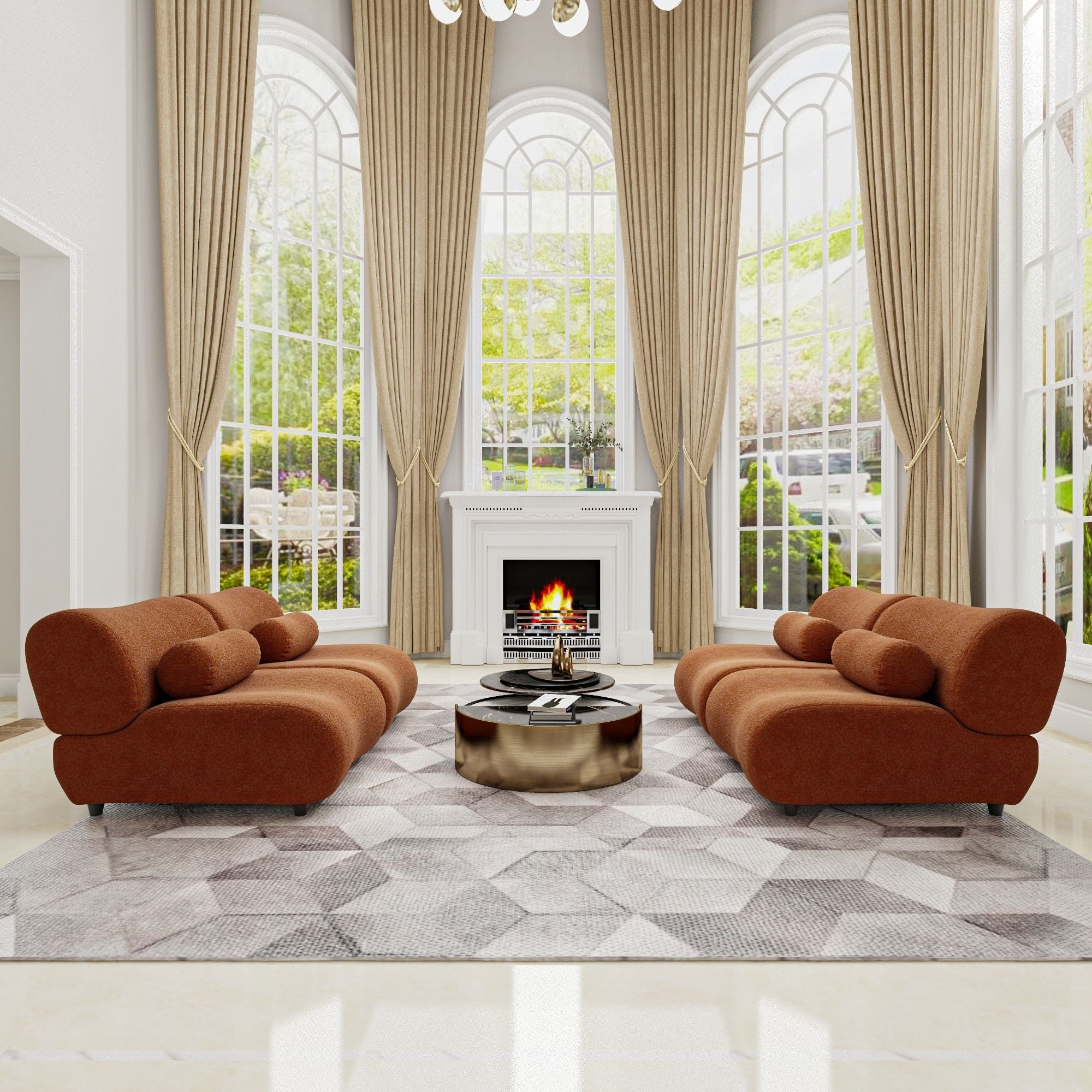 Modern L-Shaped Modular Sofa Set High Comfort Chenille Fabric