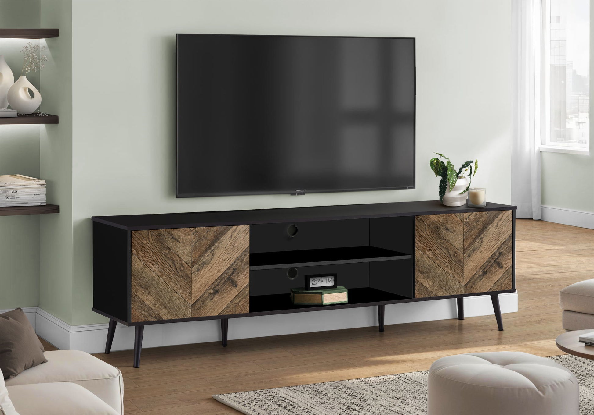 TV Stand, Console, Media Entertainment Center, Storage Cabinet, Modern Design - Black - Best Buy Furniture