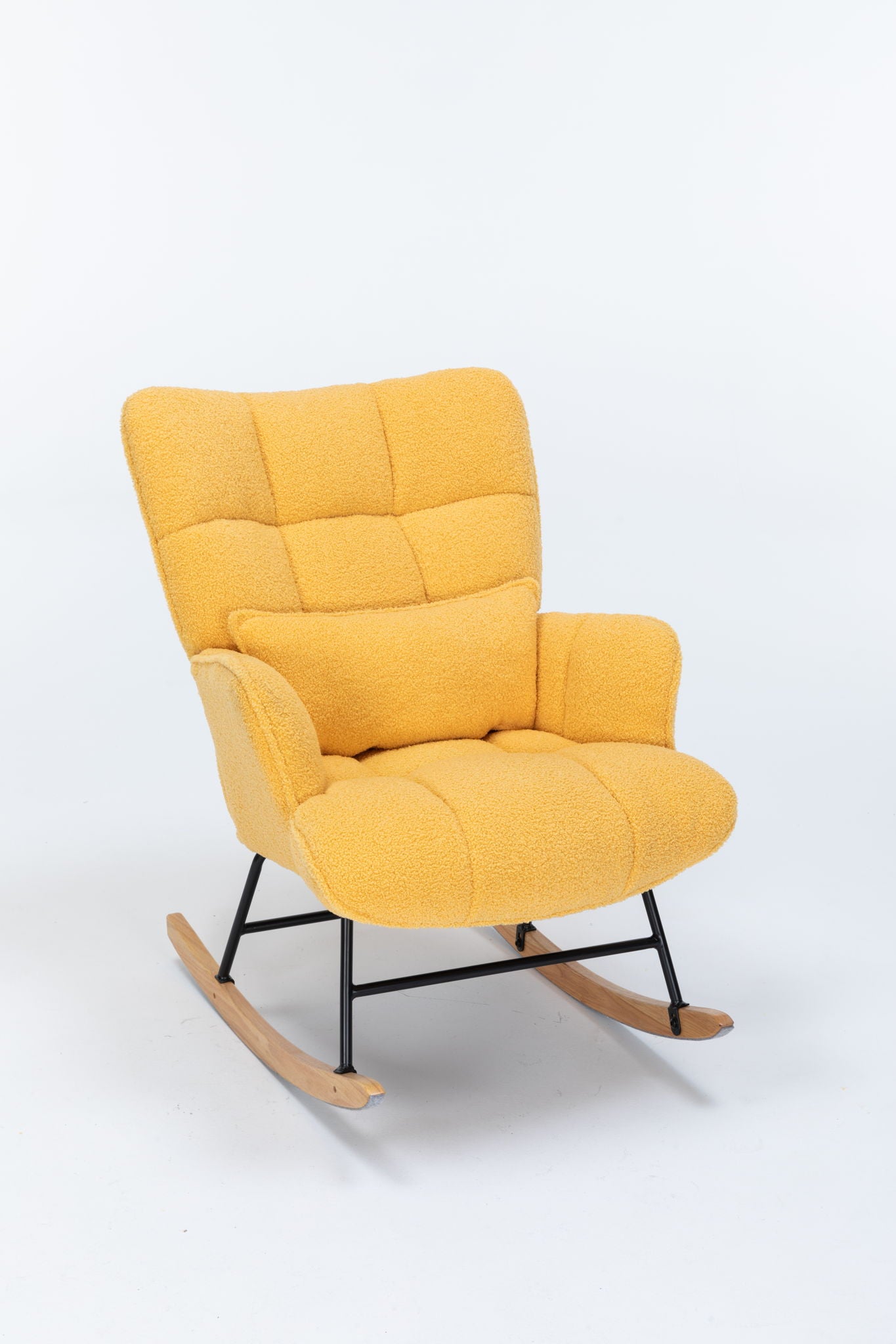 Rocking Chair Nursery, Teddy Upholstered Glider Rocker With High Backrest, Reading Chair Modern Rocking Accent Chairs Glider Recliner For Living Room - Yellow - Best Buy Furniture