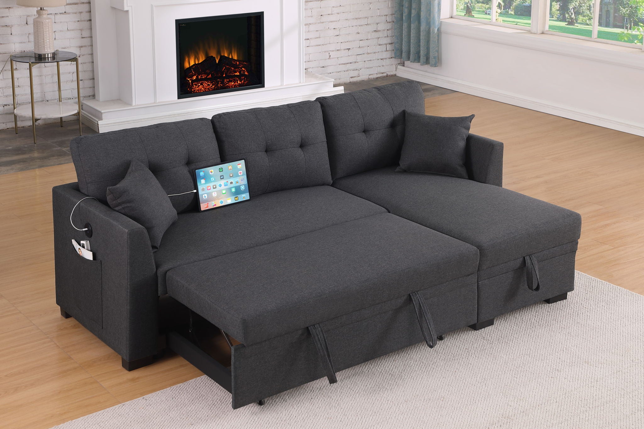 Sectional Sofa Bed - Dark Gray