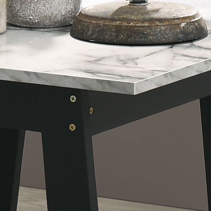 Kenzo - End Table With Faux Marble Top Finish - Black - Best Buy Furniture