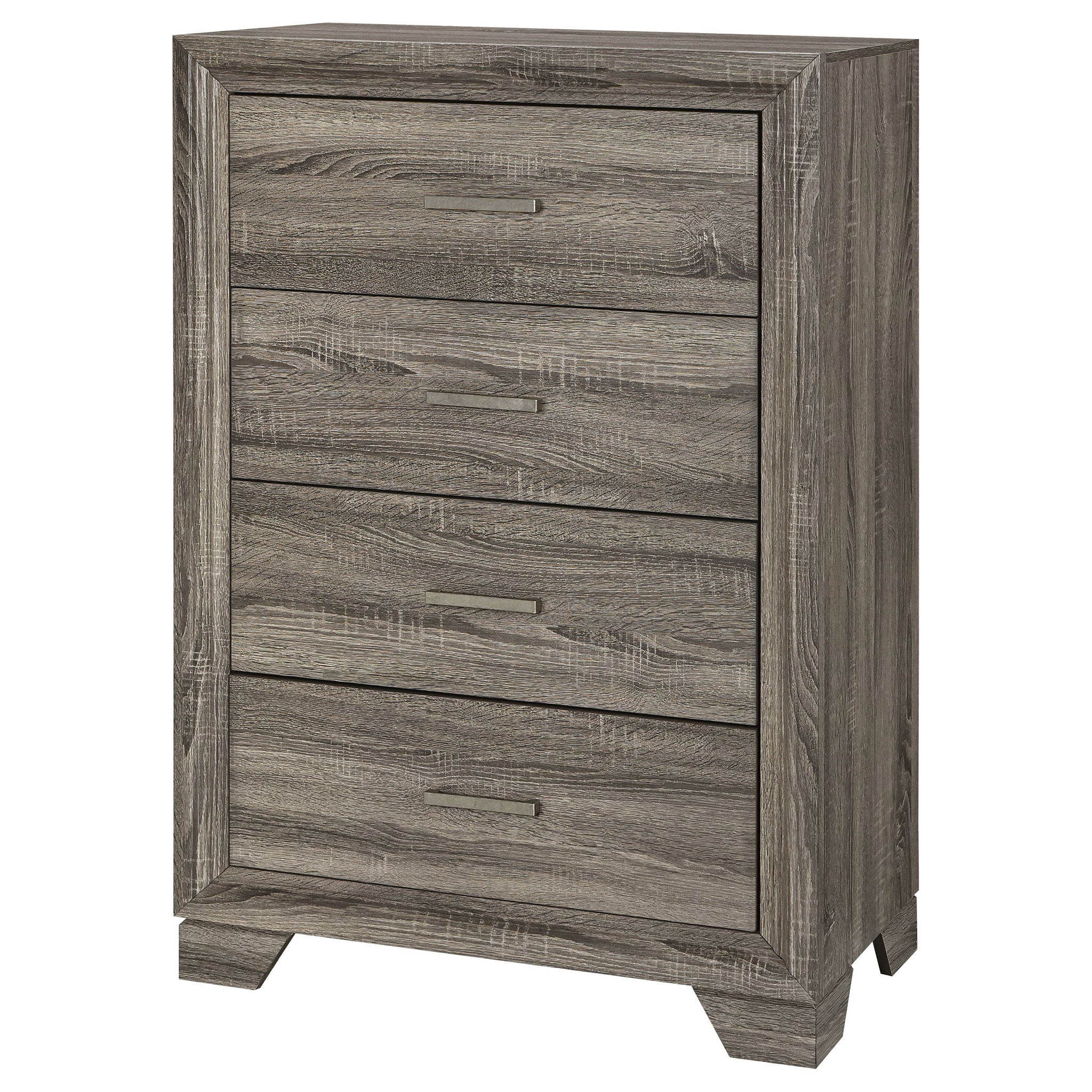 Funston - 4 Drawer Chest Of Drawers With Bar Handles - Brown Oak