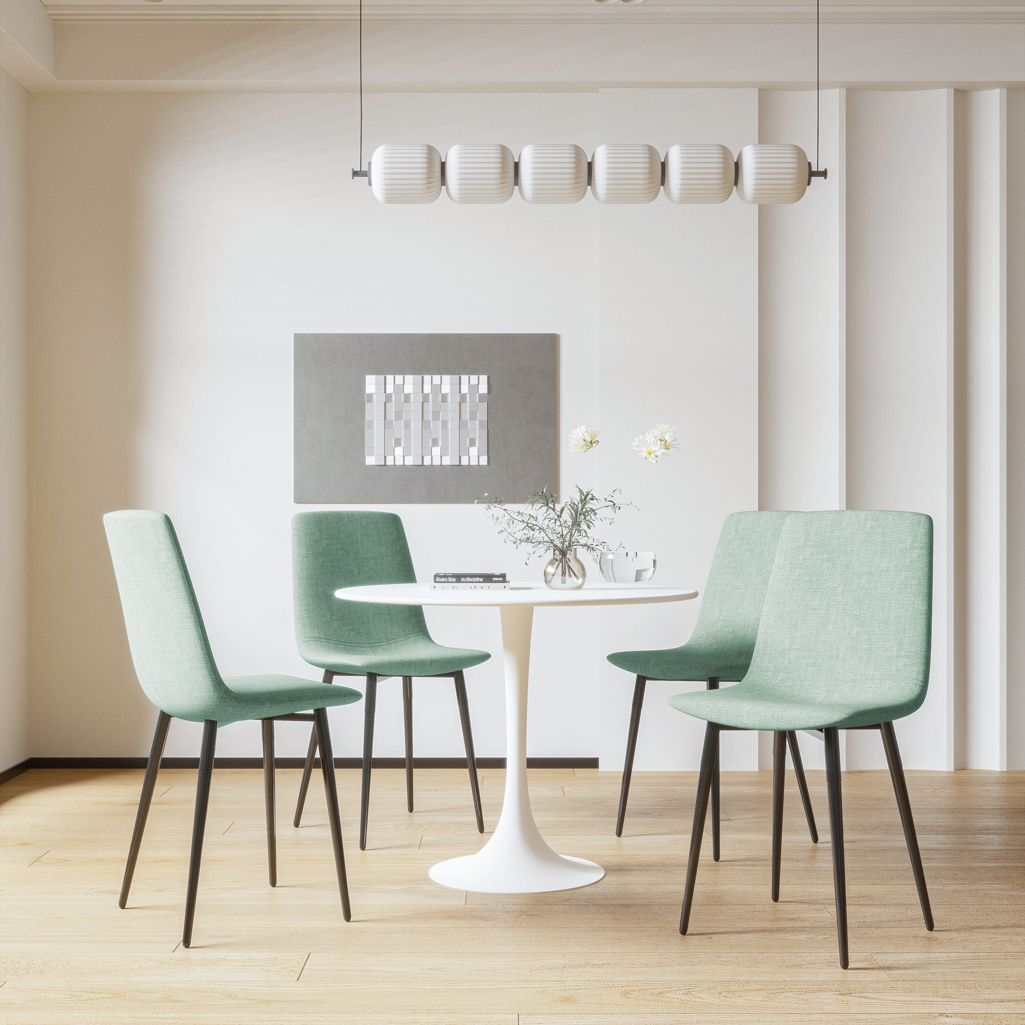 Mid-Century Round Dining Table With Pedestal Base For 2 - 4 People
