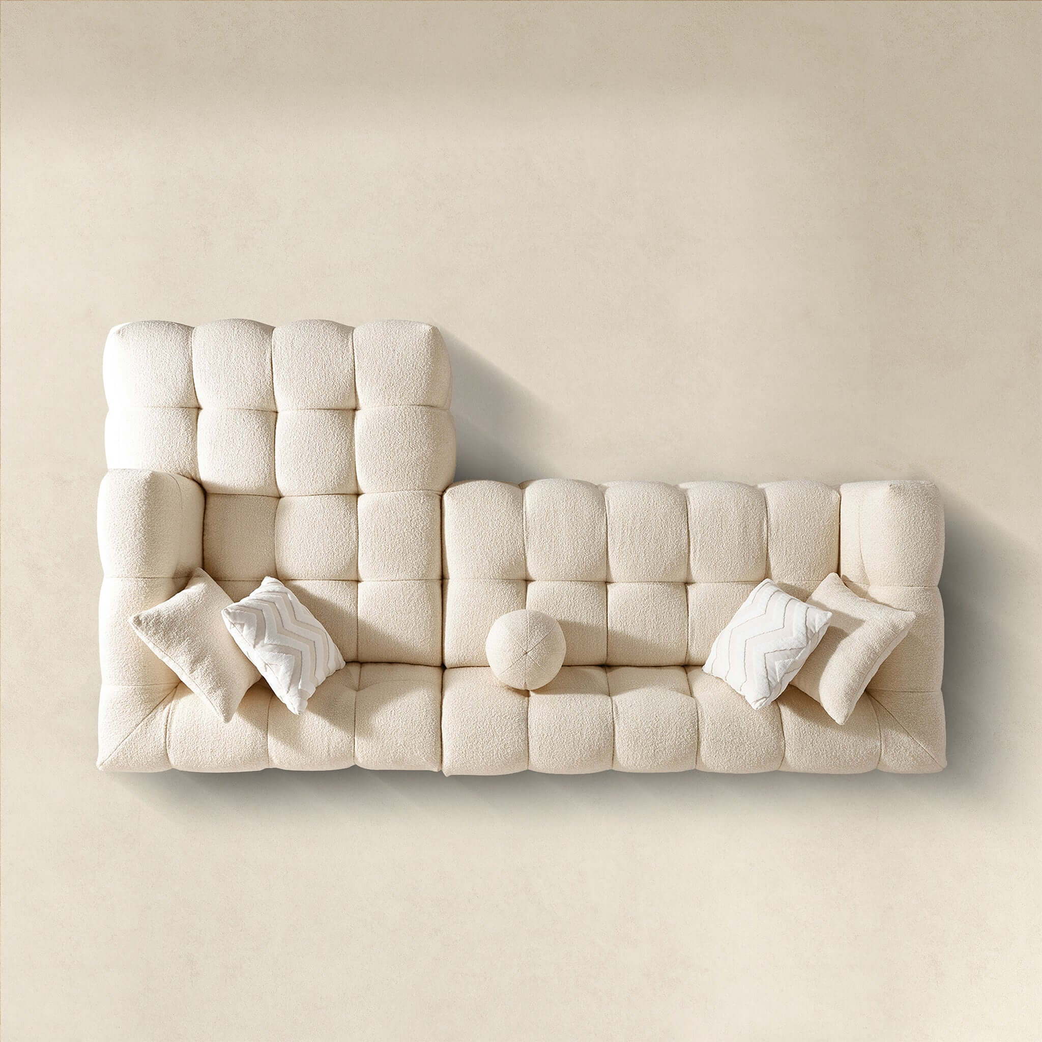 Alana - Tufted Right Sectional Sofa - Ivory