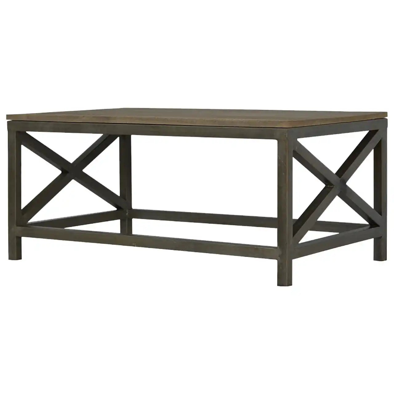 Industrial Cross Metal Coffee Table - Pewter