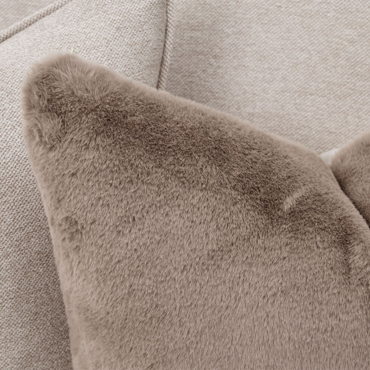 Camellia Field - 3-Piece Chenille Sofa - Beige / Dark Brown