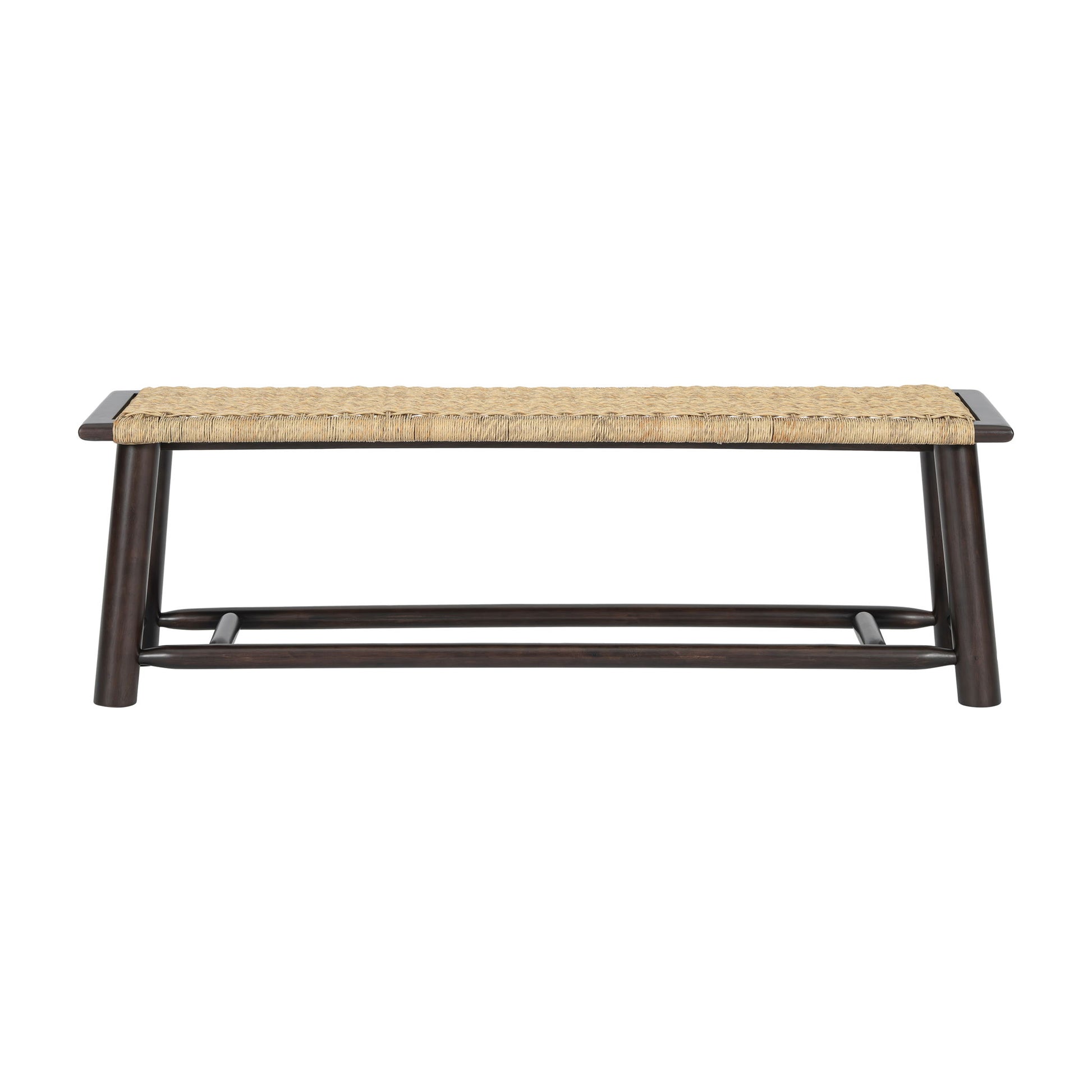 Farmhouse Modern Solid Wood Rattan Bench Multi Functional Design 59" Indoor & Covered Outdoor Bench - Walnut - Best Buy Furniture