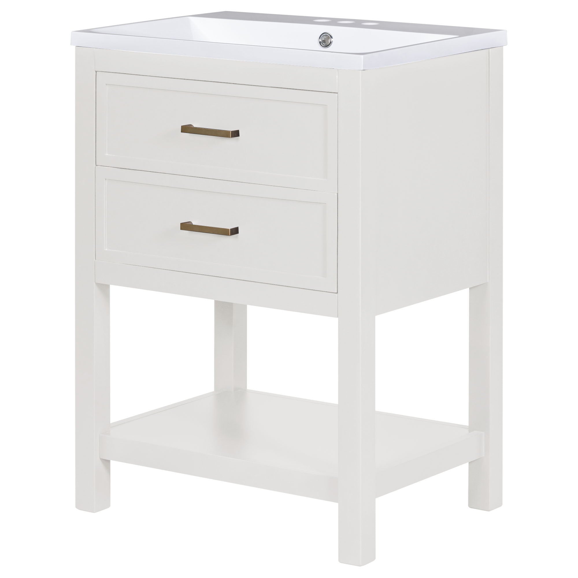 Bathroom Vanity With Top Sink, Modern Bathroom Storage Cabinet With 2 Drawers, Single Sink Bathroom Vanity