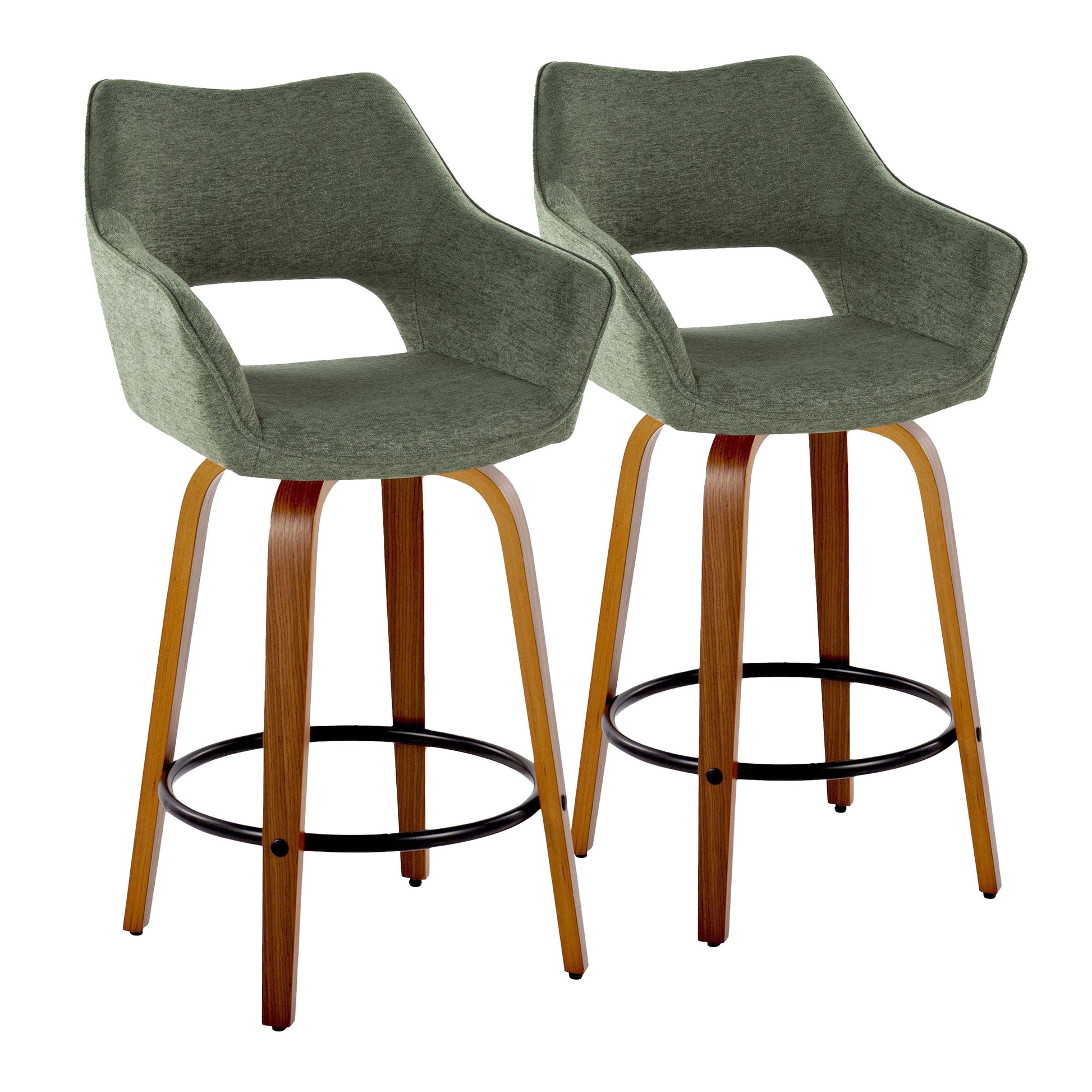 Mustang - Contemporary Fixed Height Counter Stool With Swivel With Round Footrest (Set of 2) - Best Buy Furniture
