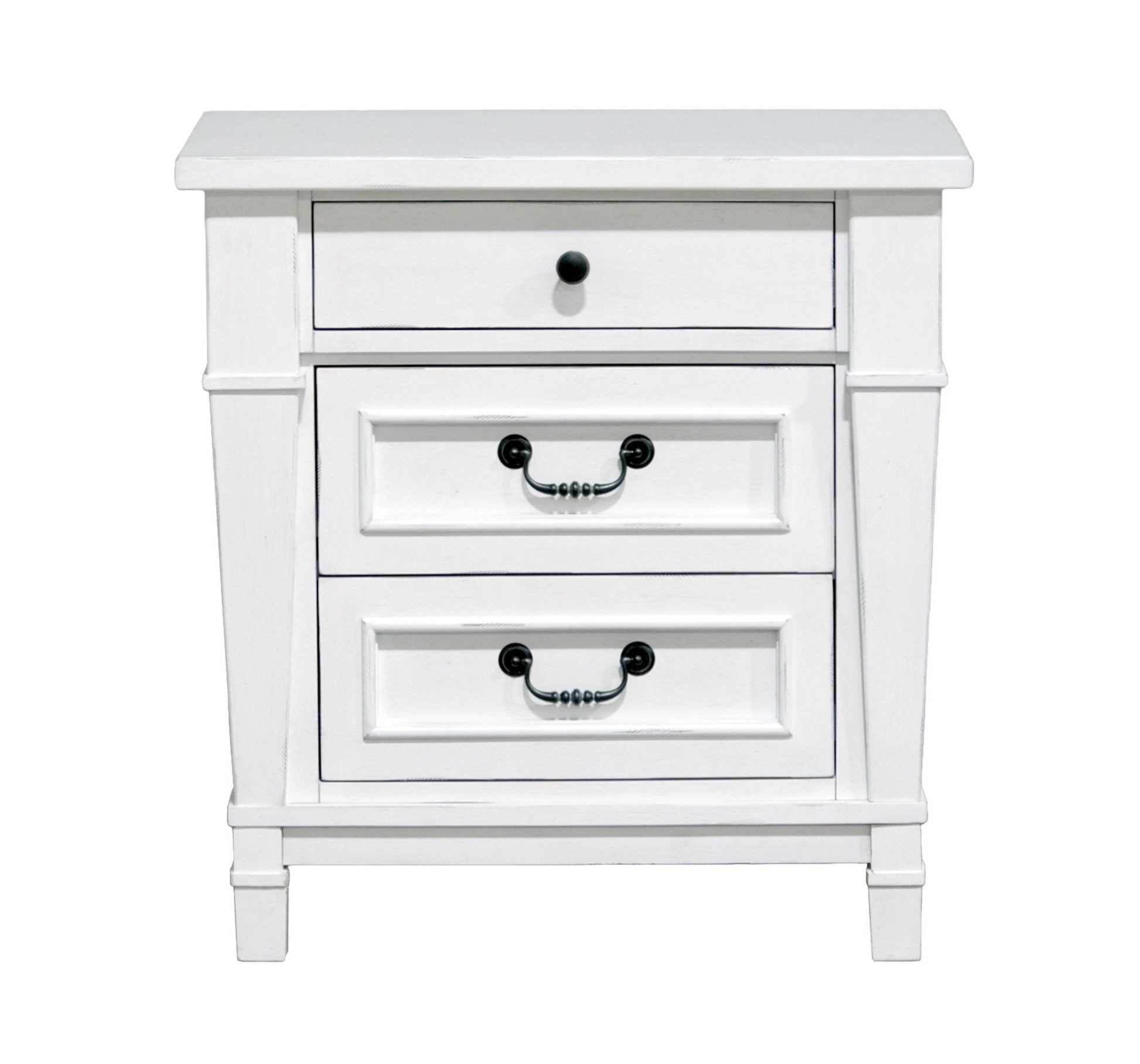 Coastal 3 Drawer Nightstand - White - Best Buy Furniture