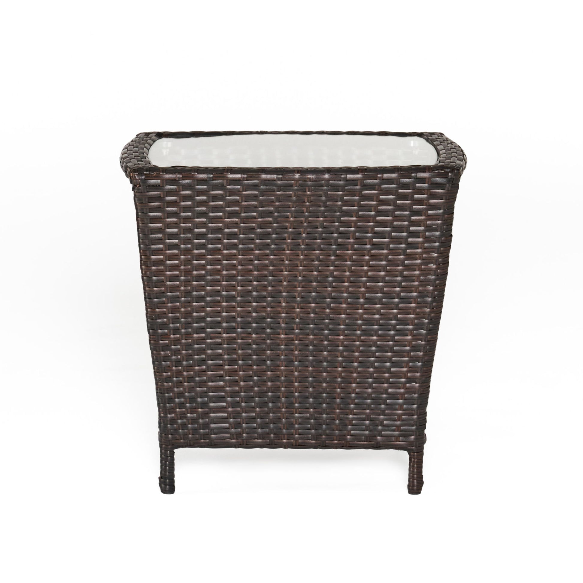 Trenton - Outdoor Side Table With Glass Top - Brown Rattan - Best Buy Furniture