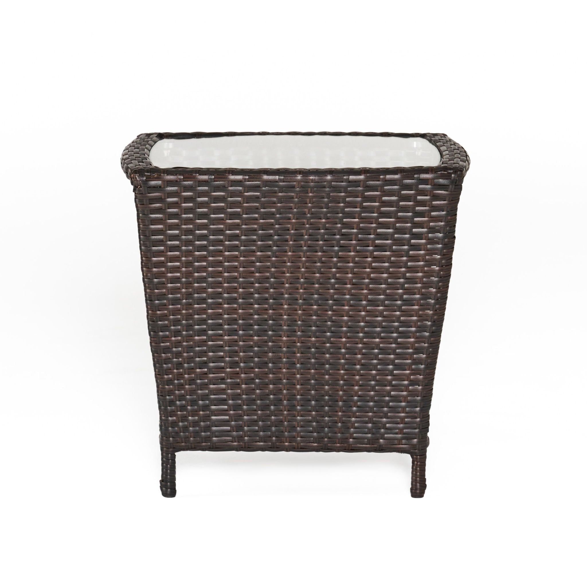 Trenton - Outdoor Side Table With Glass Top - Brown Rattan - Best Buy Furniture