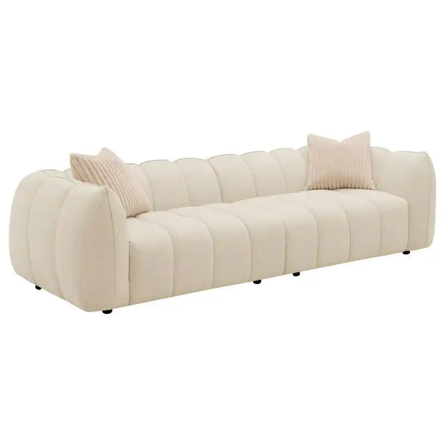 Winchester - Boucle Upholstered Extra Long Sofa - Sand Pebble - Best Buy Furniture