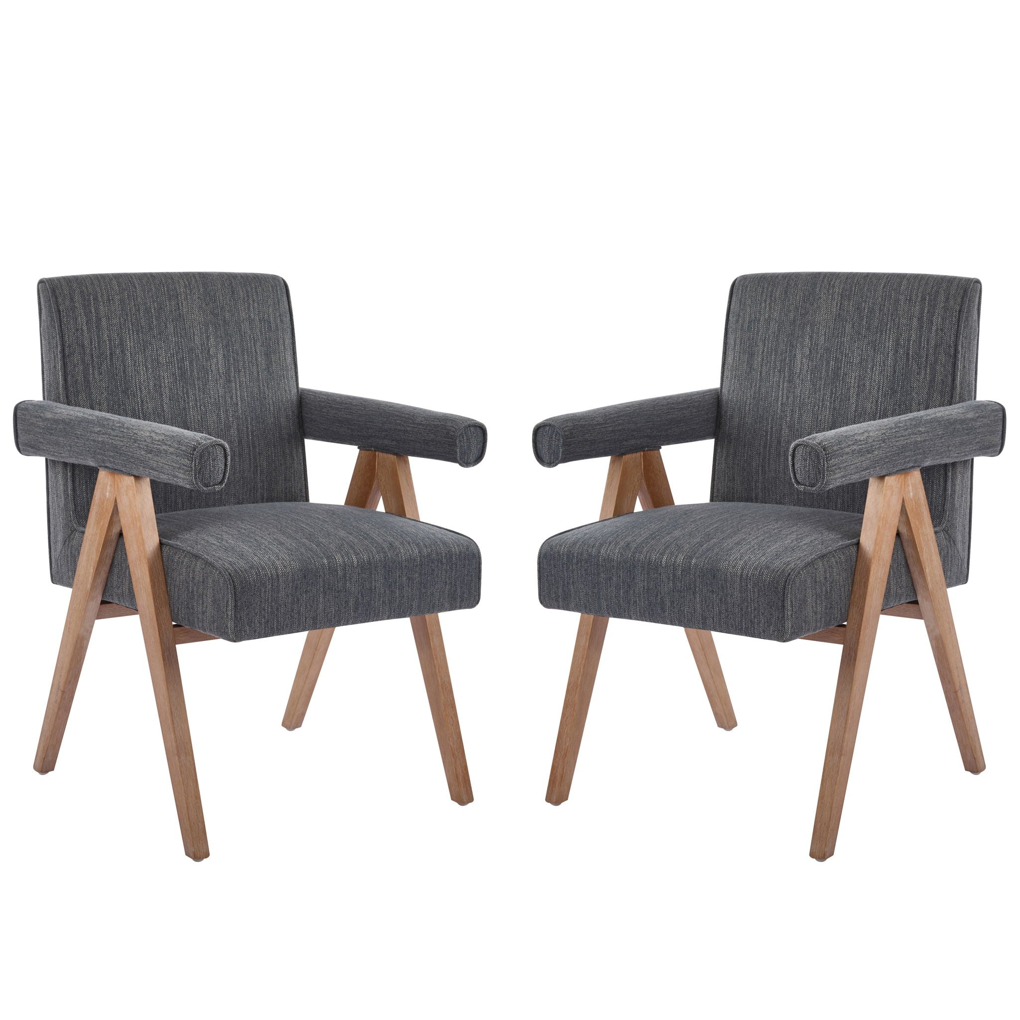 Contemporary Poppy Fabric Dining Armchair With Rubberwood Legs
