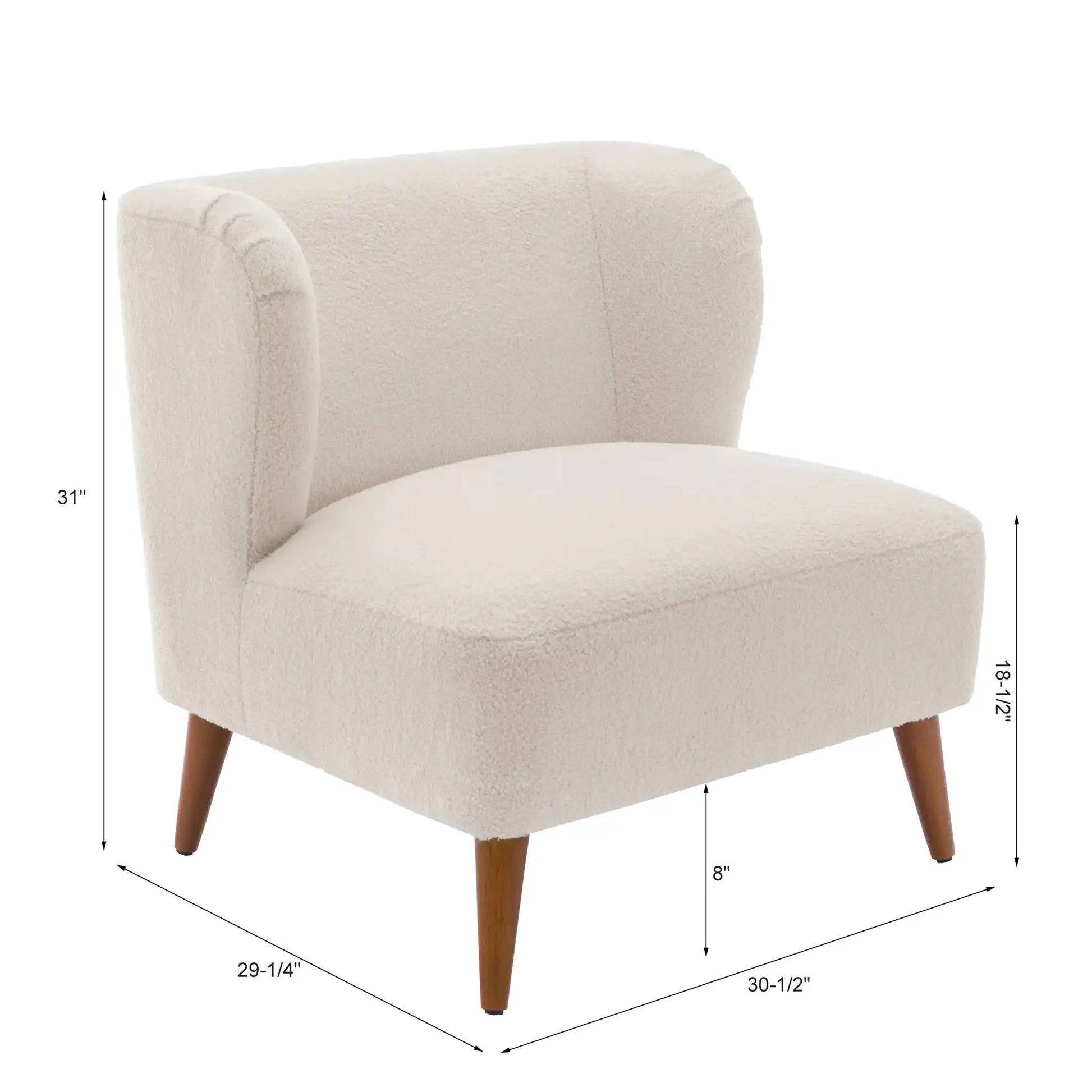 Veda - Accent Chair With Wrap Around Back Boucle - White - Best Buy Furniture