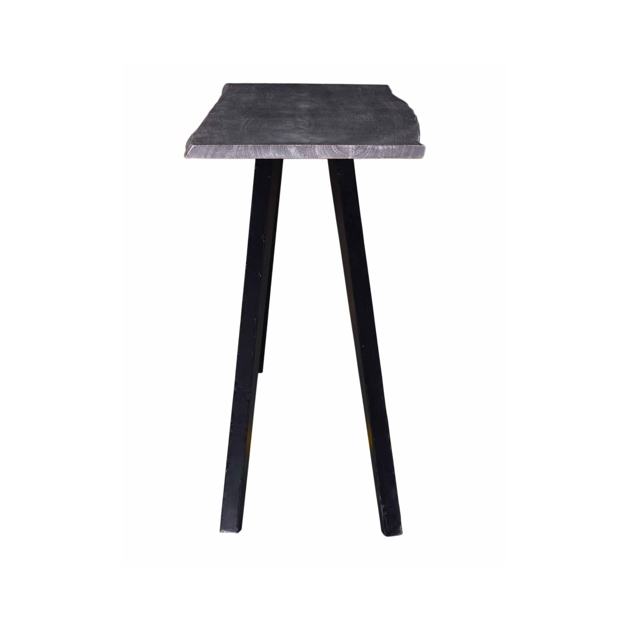 Acacia Wood And Metal Console Table, Live Edge, Angled Legs, Modern Living Room Furniture - Gray / Black