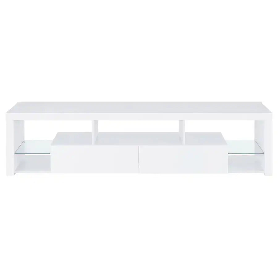 Jude - 2-Drawer Engineered Wood TV Stand - High Gloss White