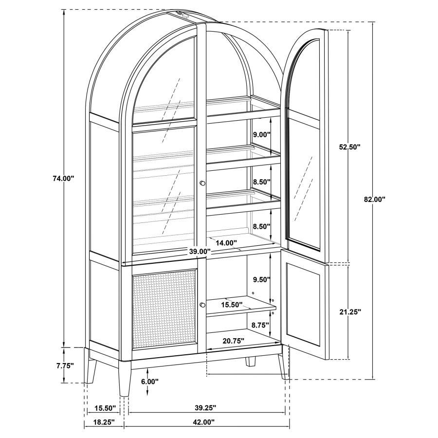 Kailani - 4-Door Cane Dining Vitrine Display Cabinet - Beige Oak - Best Buy Furniture