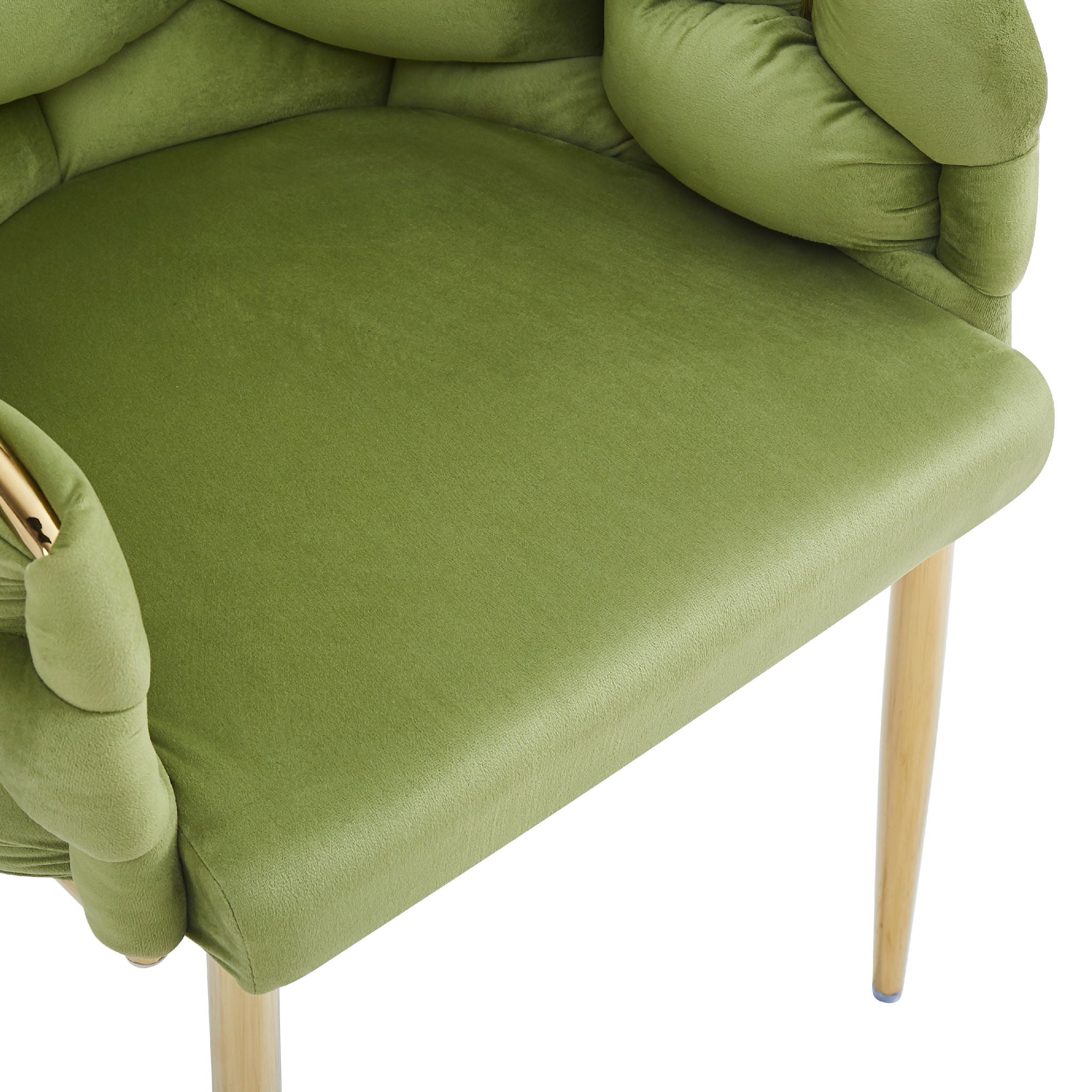 Luxury Handmade Accent Chair (Set of 2) With Gold Legs, Modern Green Velvet Armchair For Living Room And Bedroom - Green