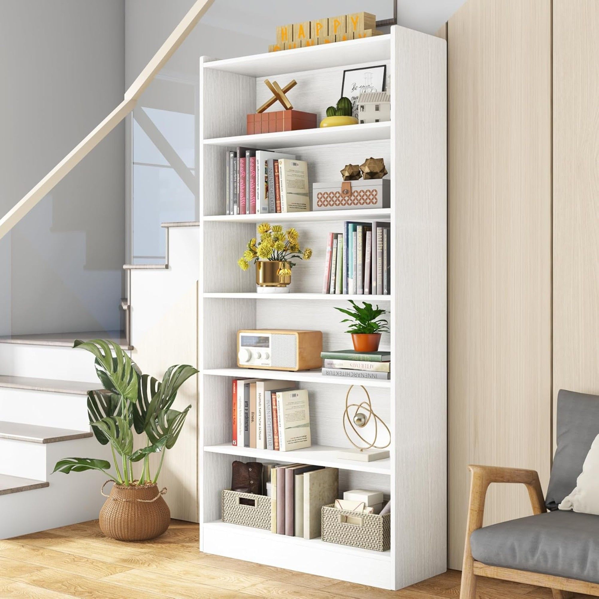Library Bookshelf With Storage For Living Room