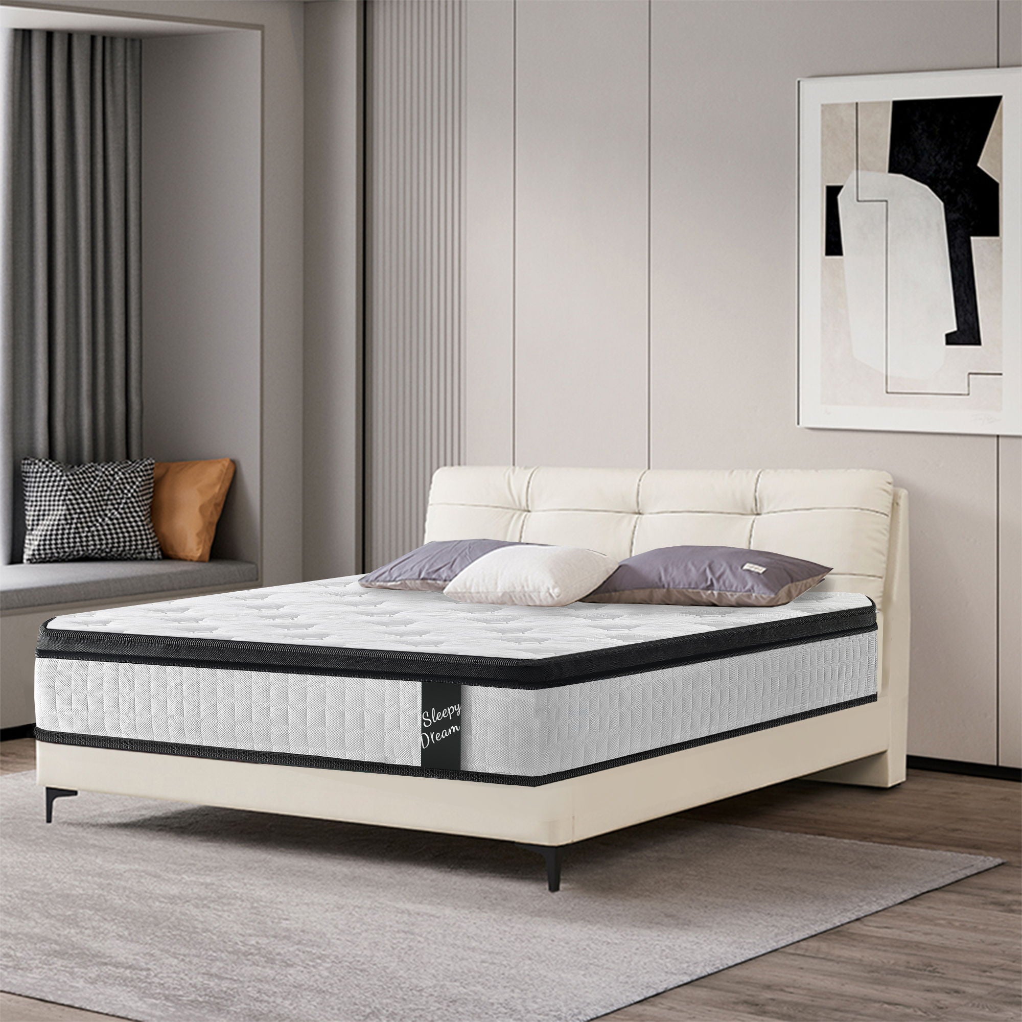 12" Hybrid Mattress Individual Pocket Spring, 7 Zoned Memory Foam