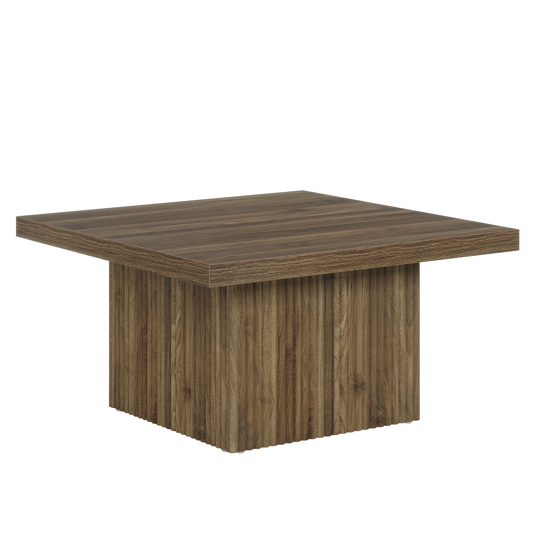 Square Coffee Table With Half Round Base - Brown