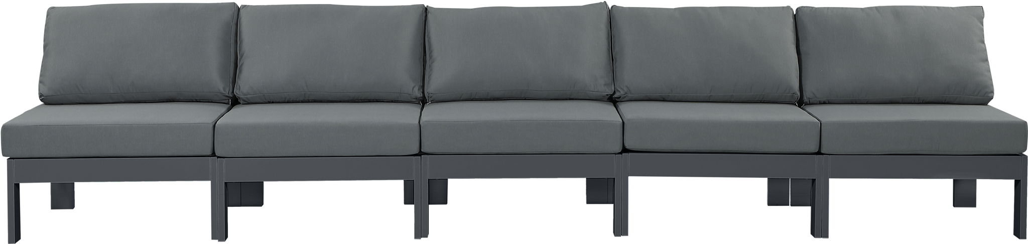 Nizuc - Outdoor Patio 5 Seat Modular Armless Sofa With Gray Frame