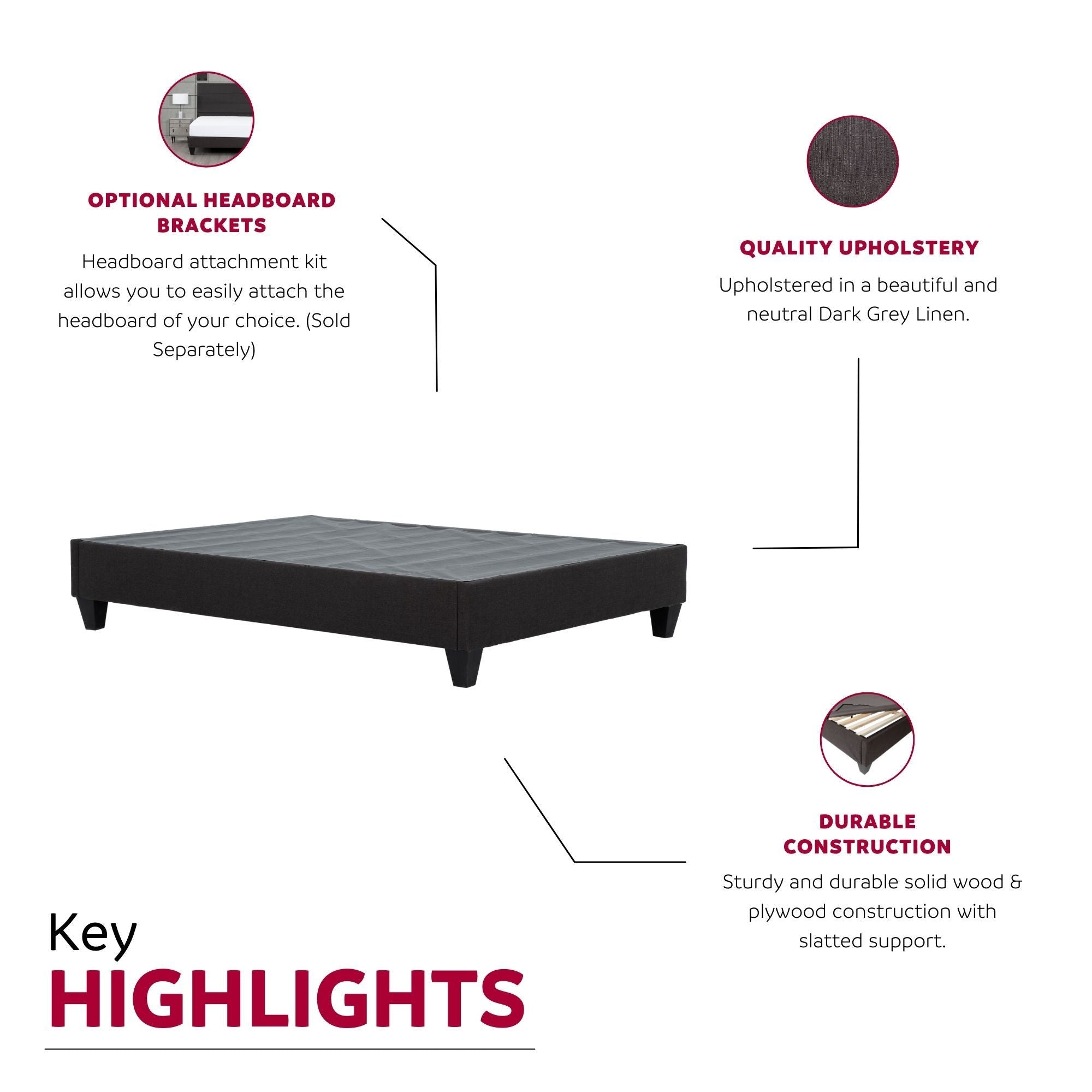 Modern Upholstered Platform Bed Frame