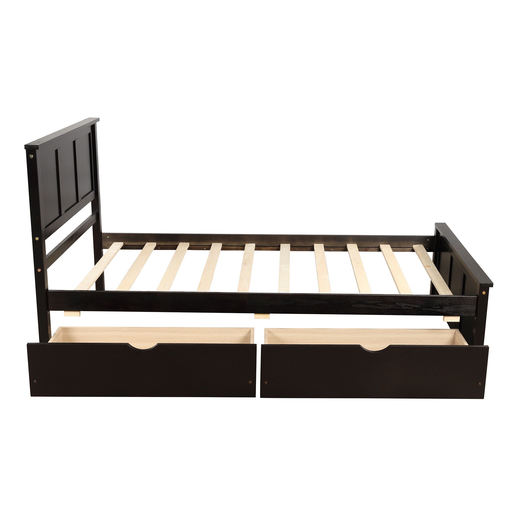 Platform Storage Bed With 2 Wheel Base Drawers