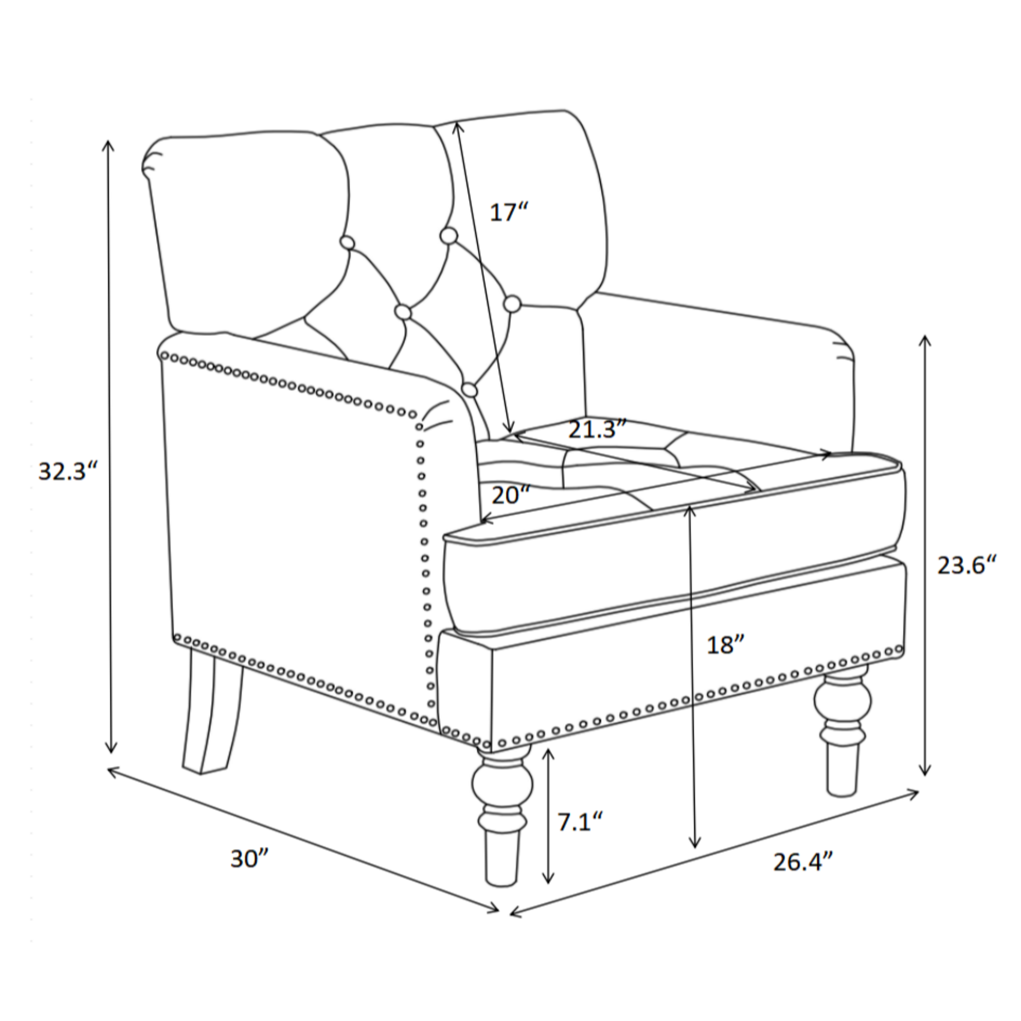 Tufted Club Chair, Upholstered Accent Armchair in Beige Corduroy