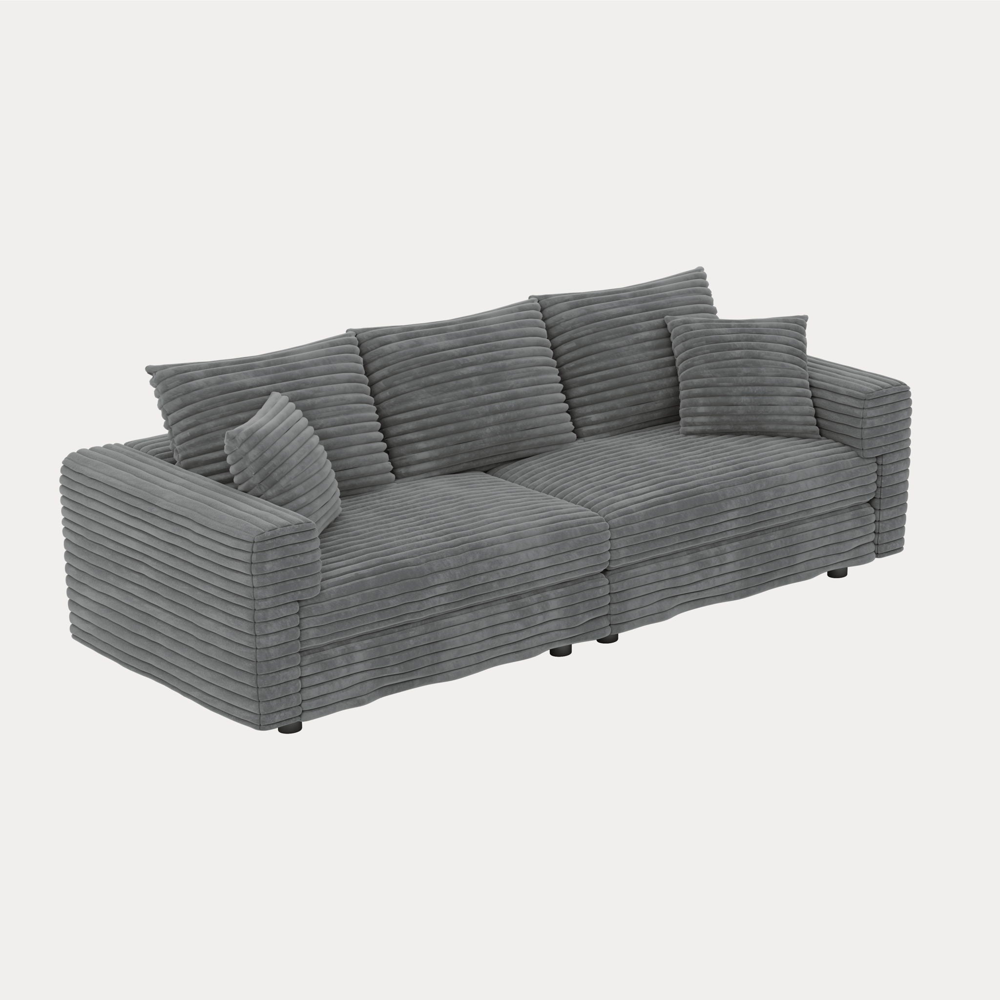 Deep Seat Convertible Sofa With Soft Pillows And Ottomans