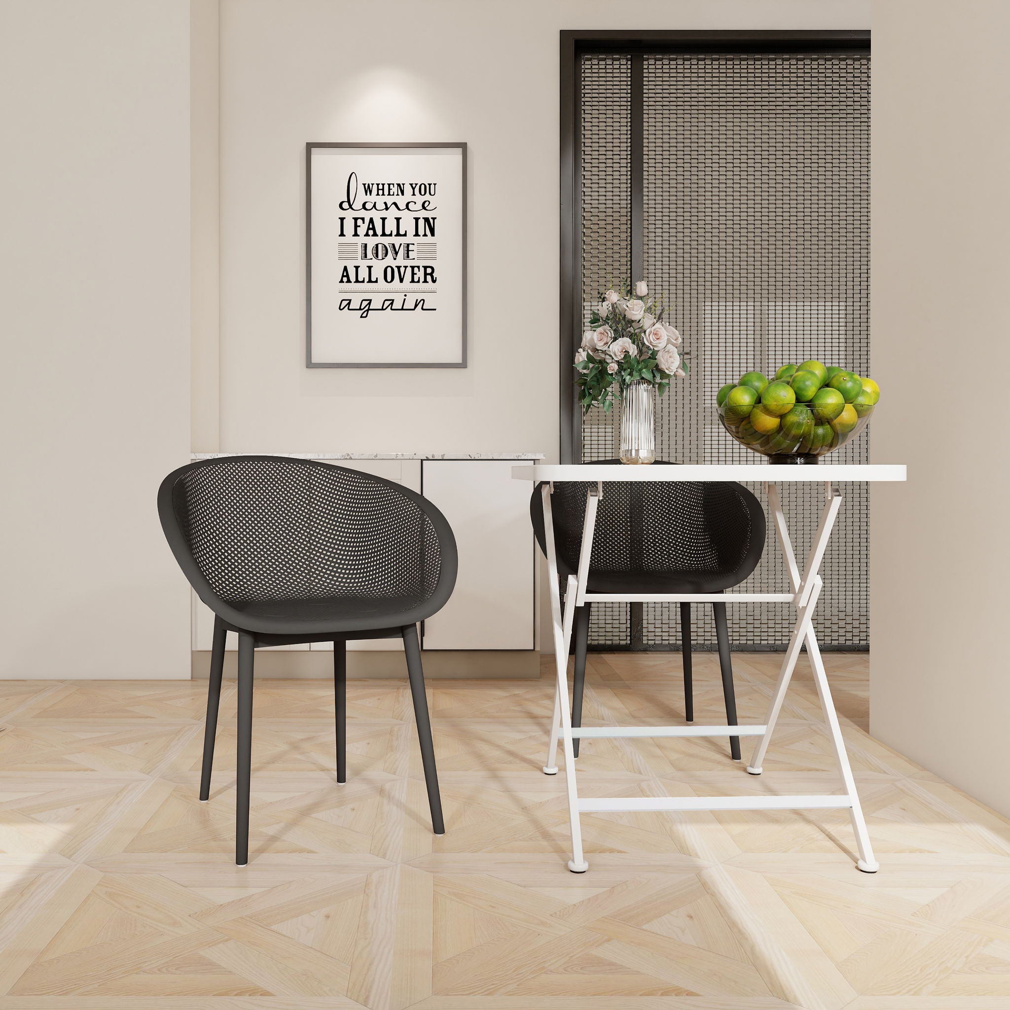 2 Piece Durable Single Chair With Mesh Hollow Out Design