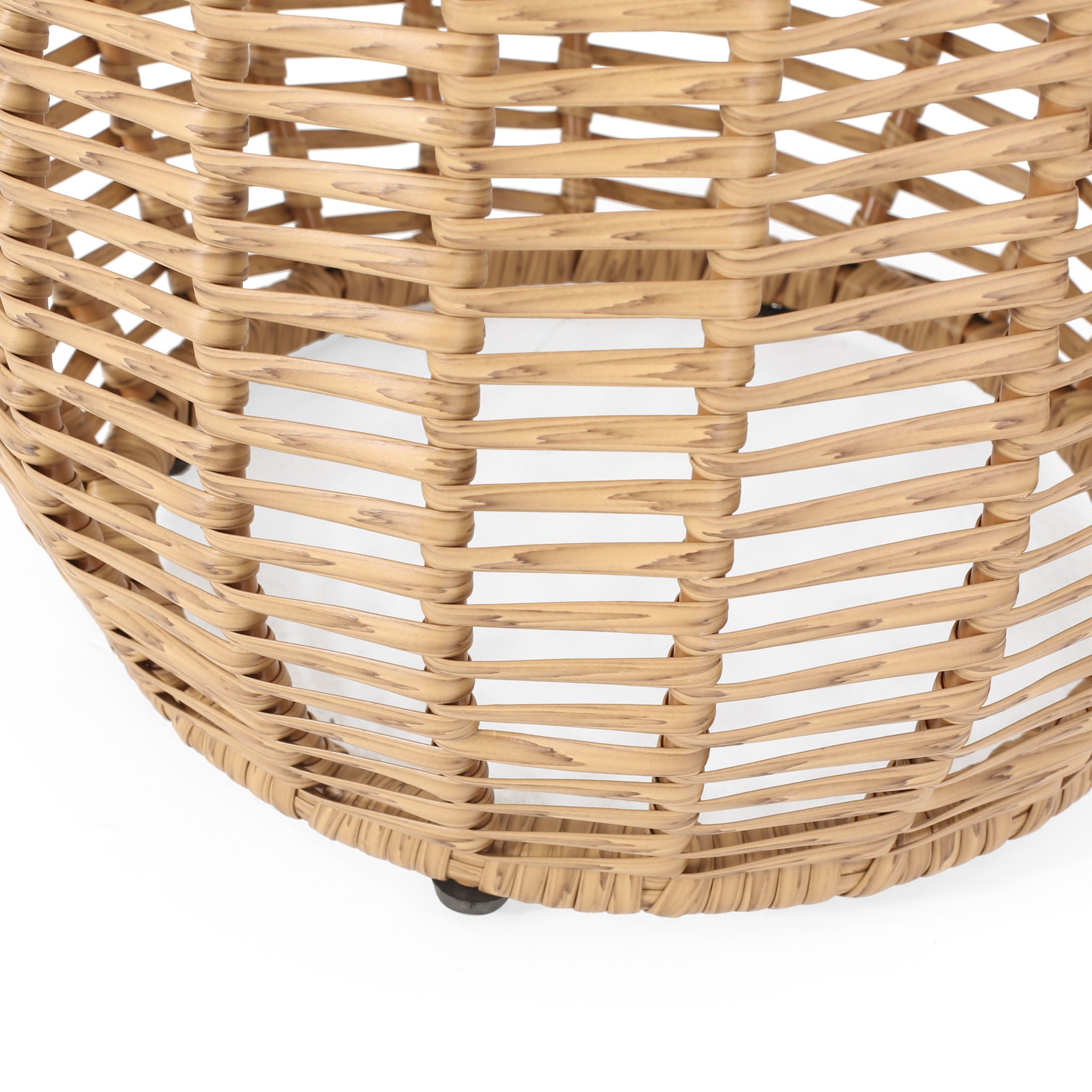 Boho Arias - Side Table With Tempered Glass Top And Rattan Wrap