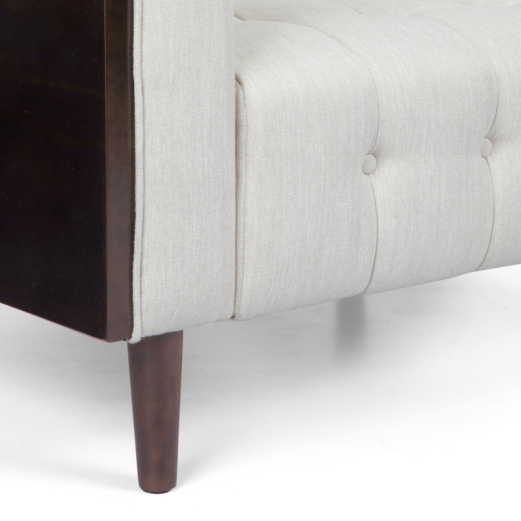 Contemporary 3 Seater Sofa With Button Tufted Waffle Stitching - Beige