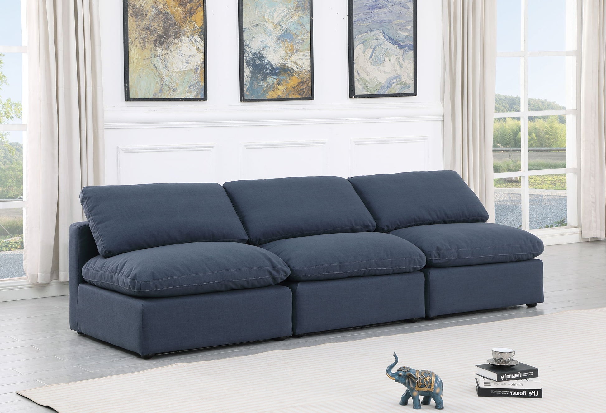 Indulge - Linen 3 Seat Modular Armless Sofa - Best Buy Furniture